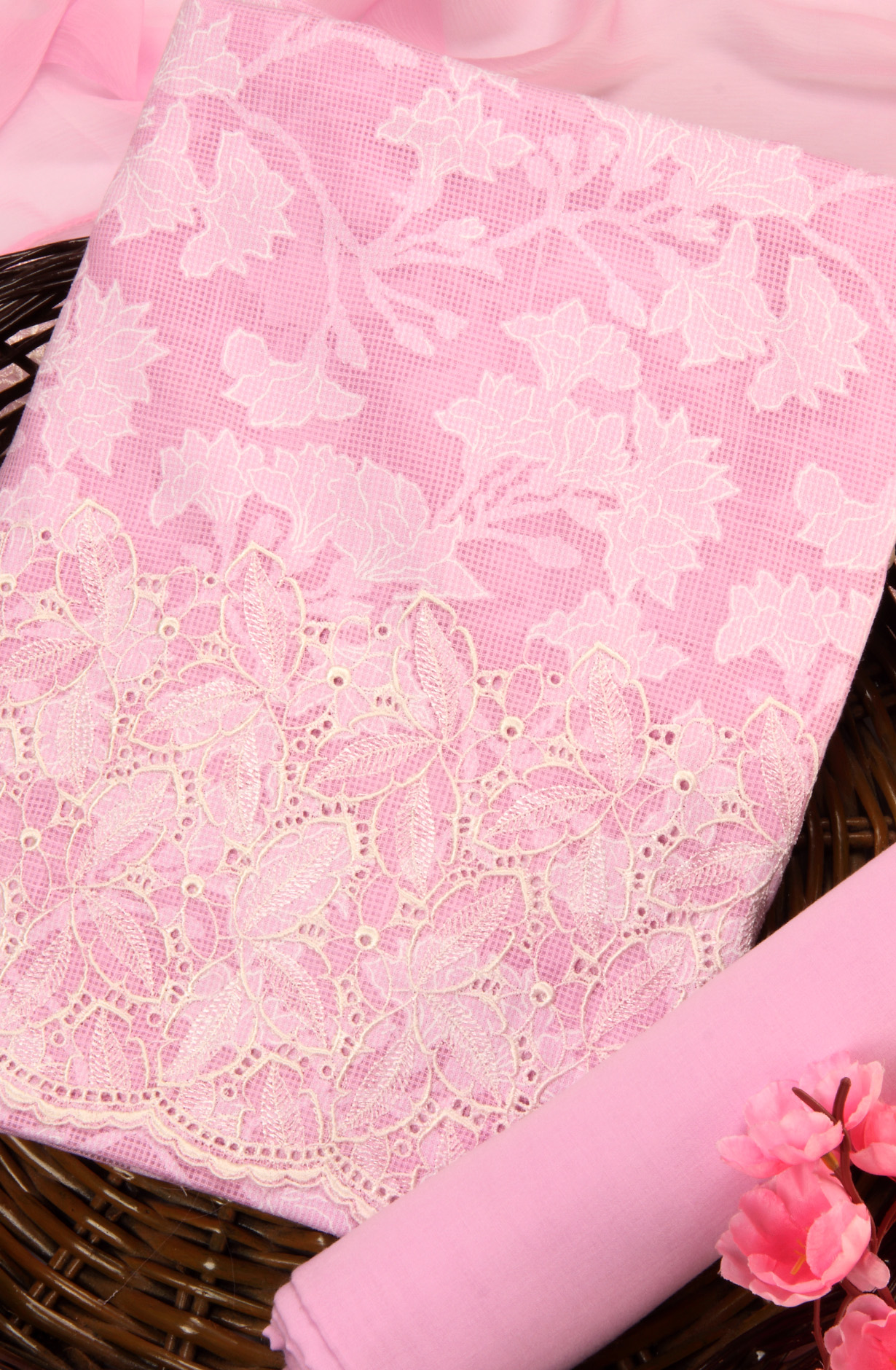 Lavender Kota Unstitched Salwar Suit with Chiffon Dupatta - KAL3152C