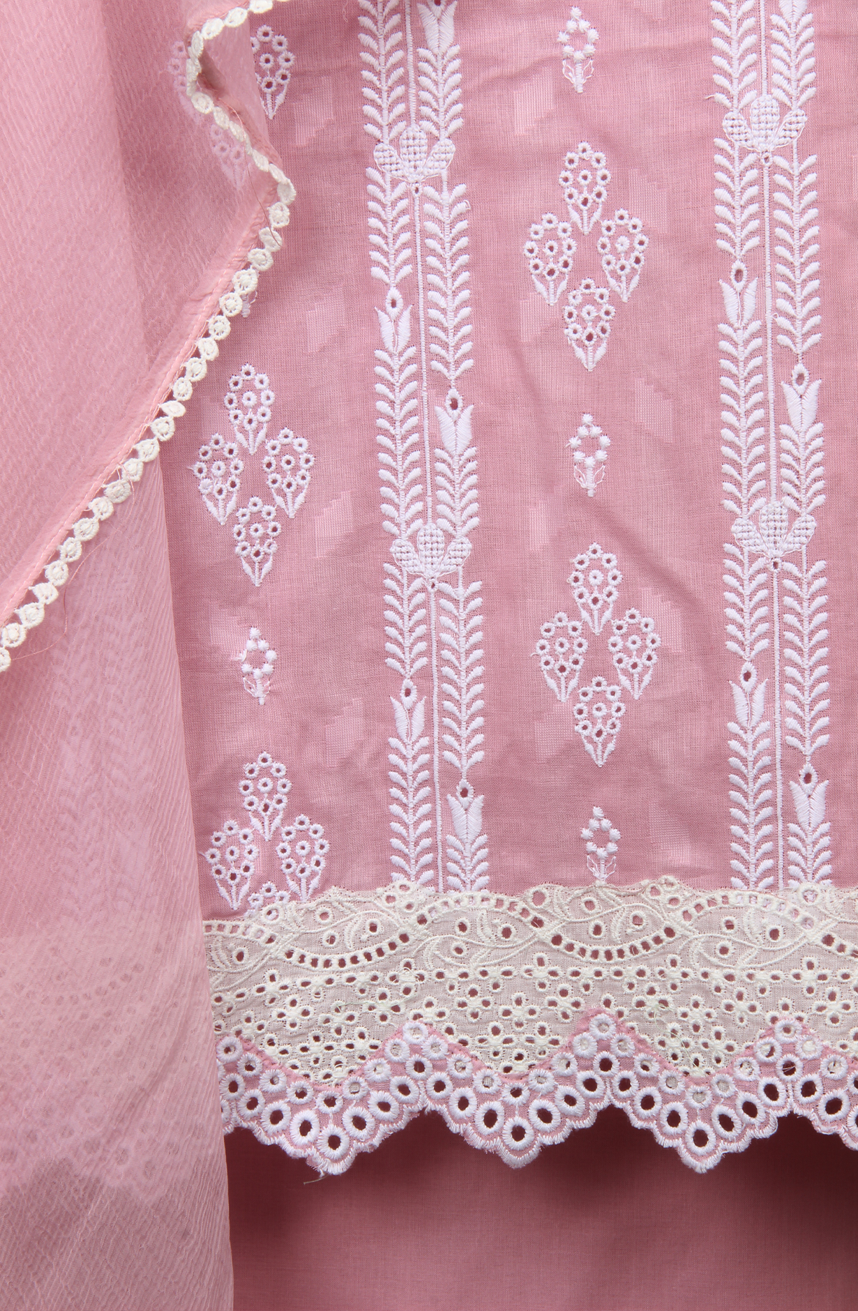 Pink Exclusive Cotton Jacquard Embroidered Salwar Kameez with Chiffon Dupatta - KAR14376A