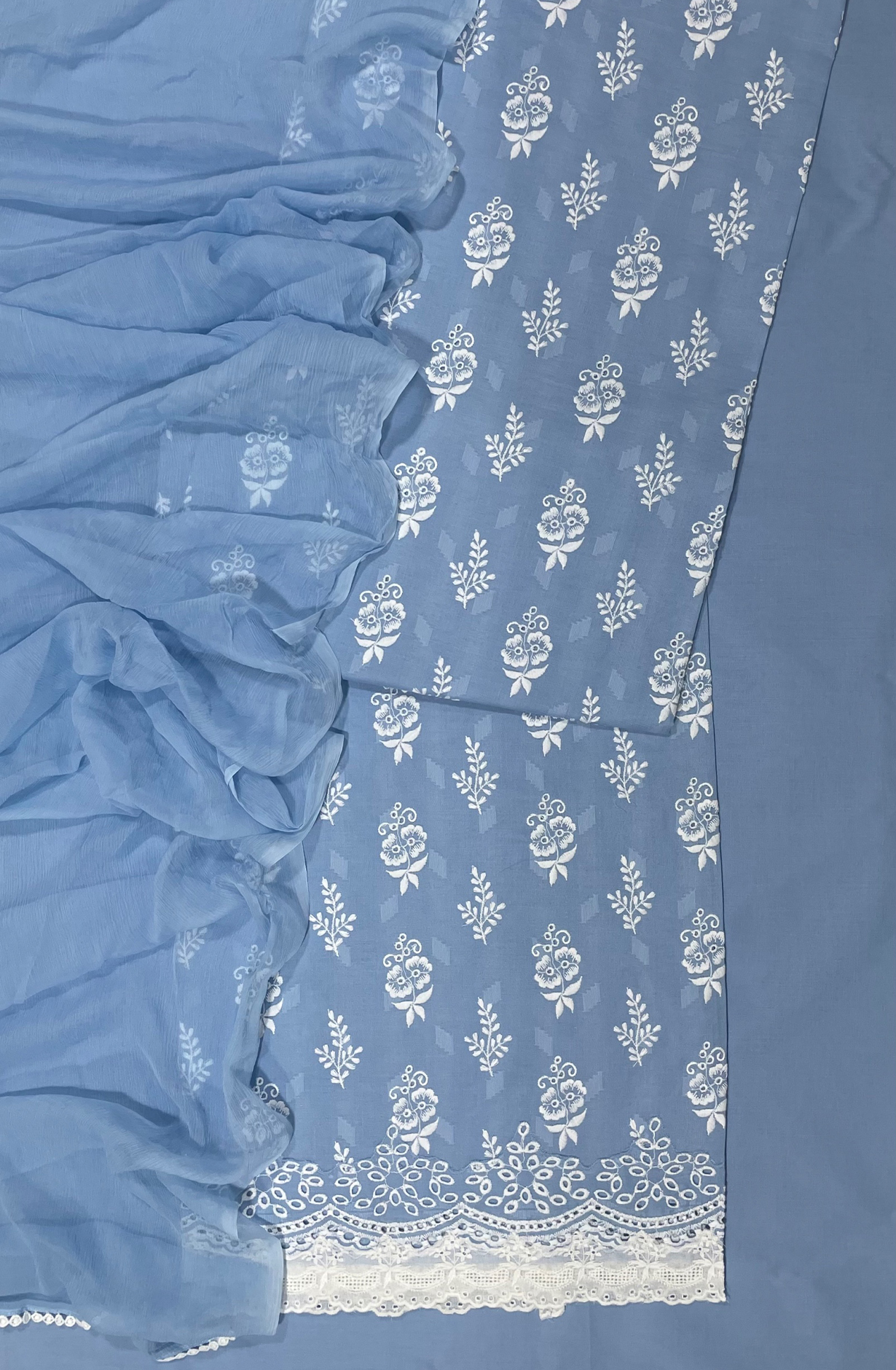 Blue Cotton Suit with Beautiful Dupatta- KAR14429B