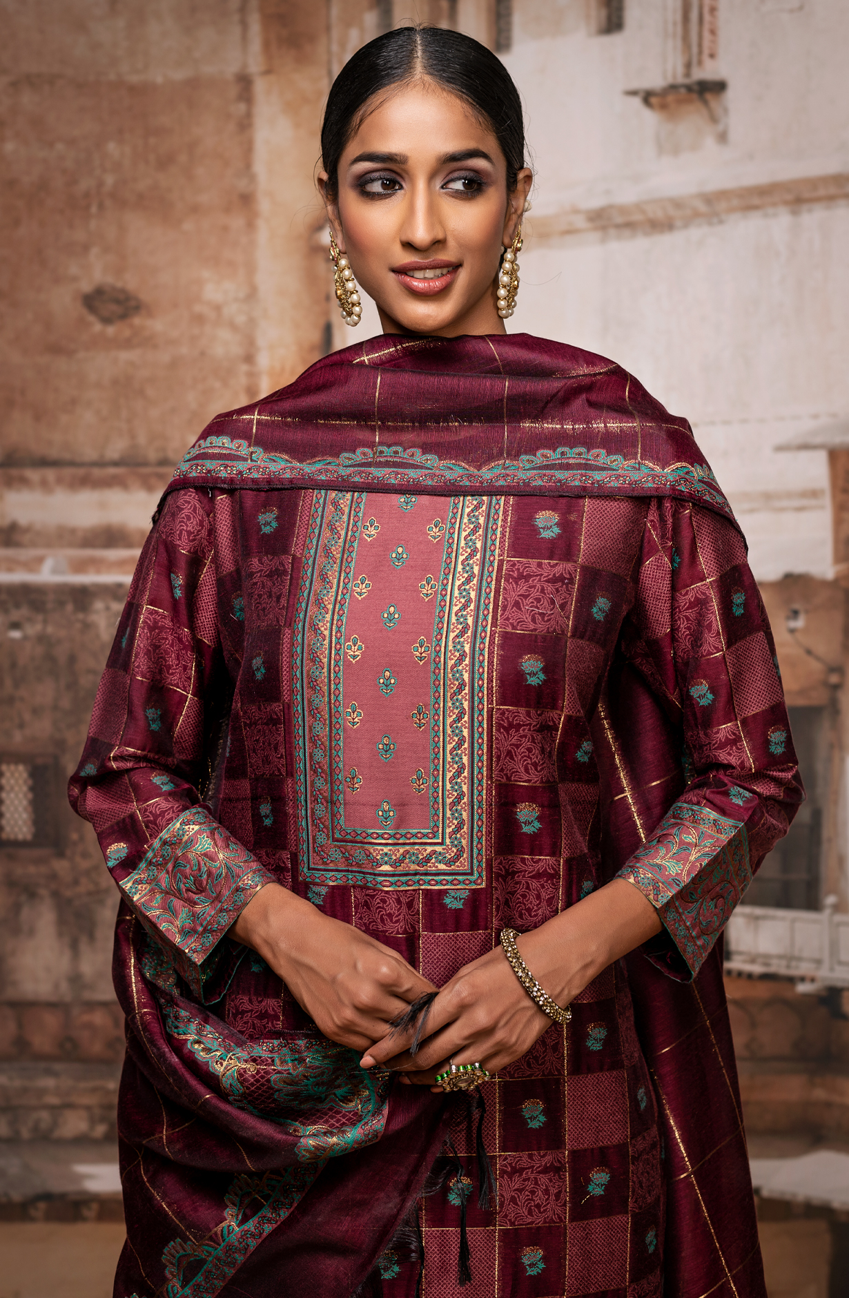 Maroon Chanderi Silk Beautiful Salwar Kameez - KAS1595A