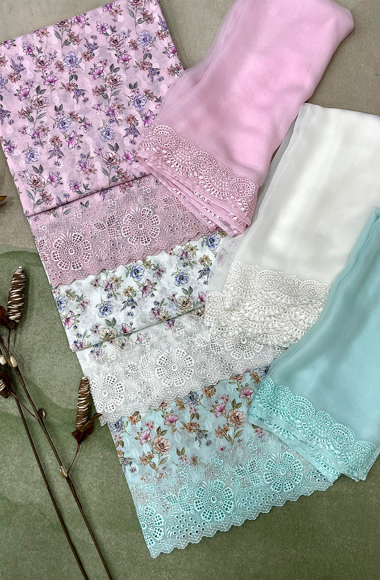 Baby Pink Exclusive Cotton Jacquard Unstitched Salwar Suit with Chiffon Dupatta - KAS2265A