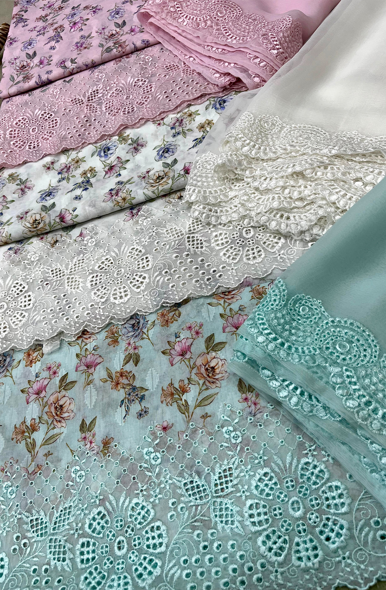 Turquoise Exclusive Cotton Jacquard Unstitched Salwar Suit with Chiffon Dupatta - KAS2265C