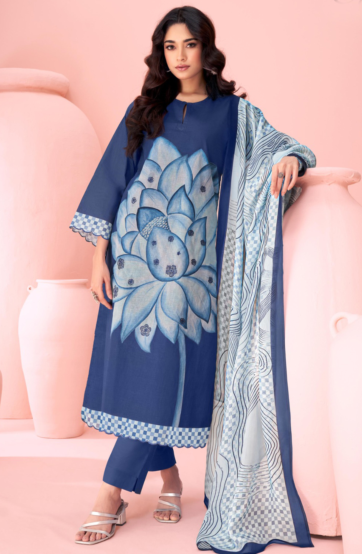 Printed Cotton Suit Set with Dupatta - KAT5203