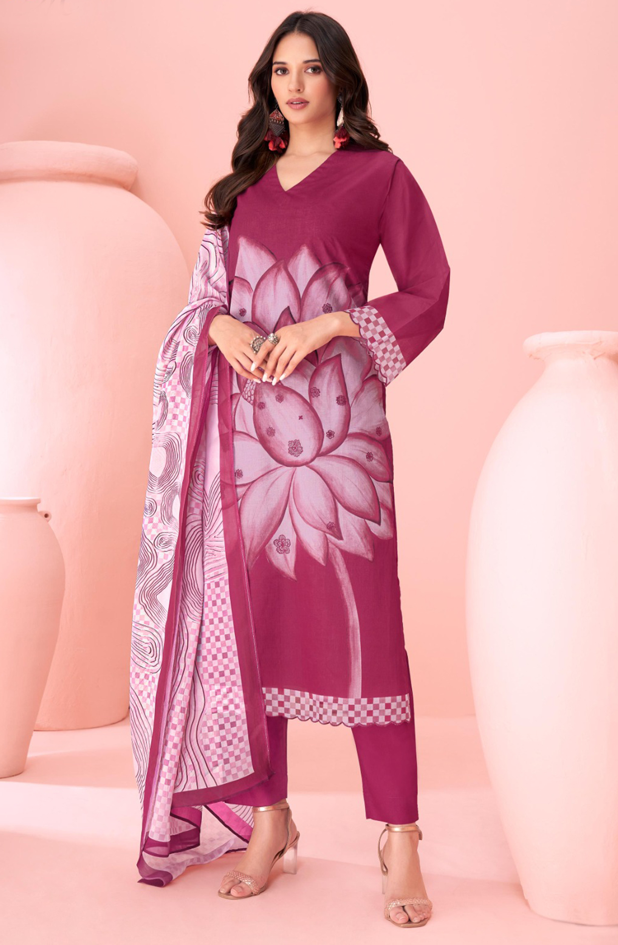 Pink Beautiful Suit Set with Dupatta - KAT5277