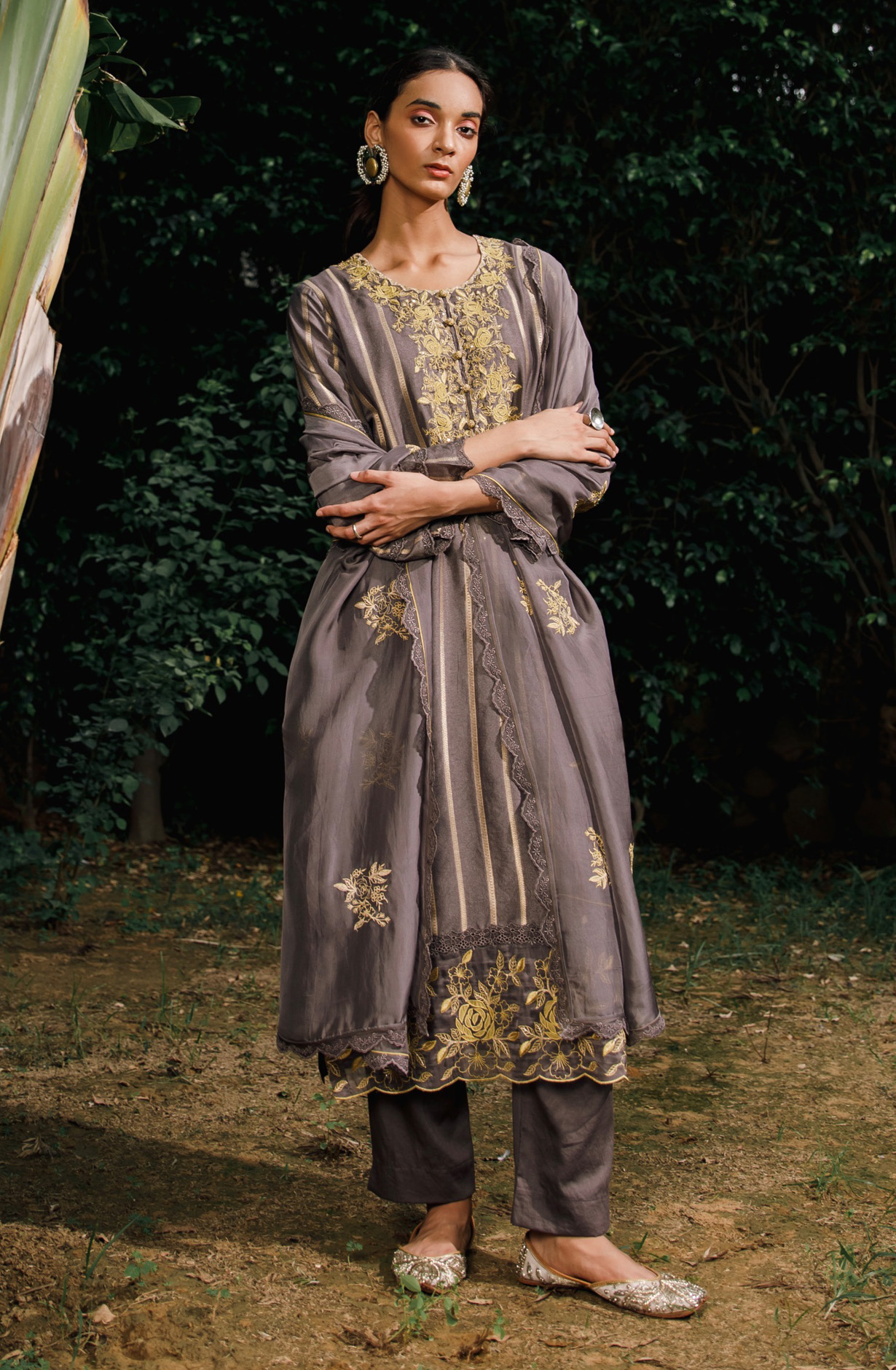 Grey Festive Wear Beautiful Silk Suit-sets with Organza Dupatta - KAY2001A