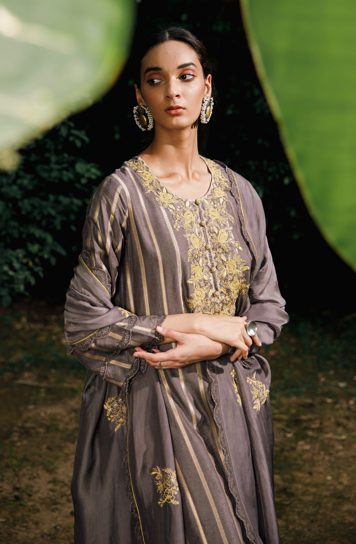 Grey Festive Wear Beautiful Silk Suit-sets with Organza Dupatta - KAY2001A