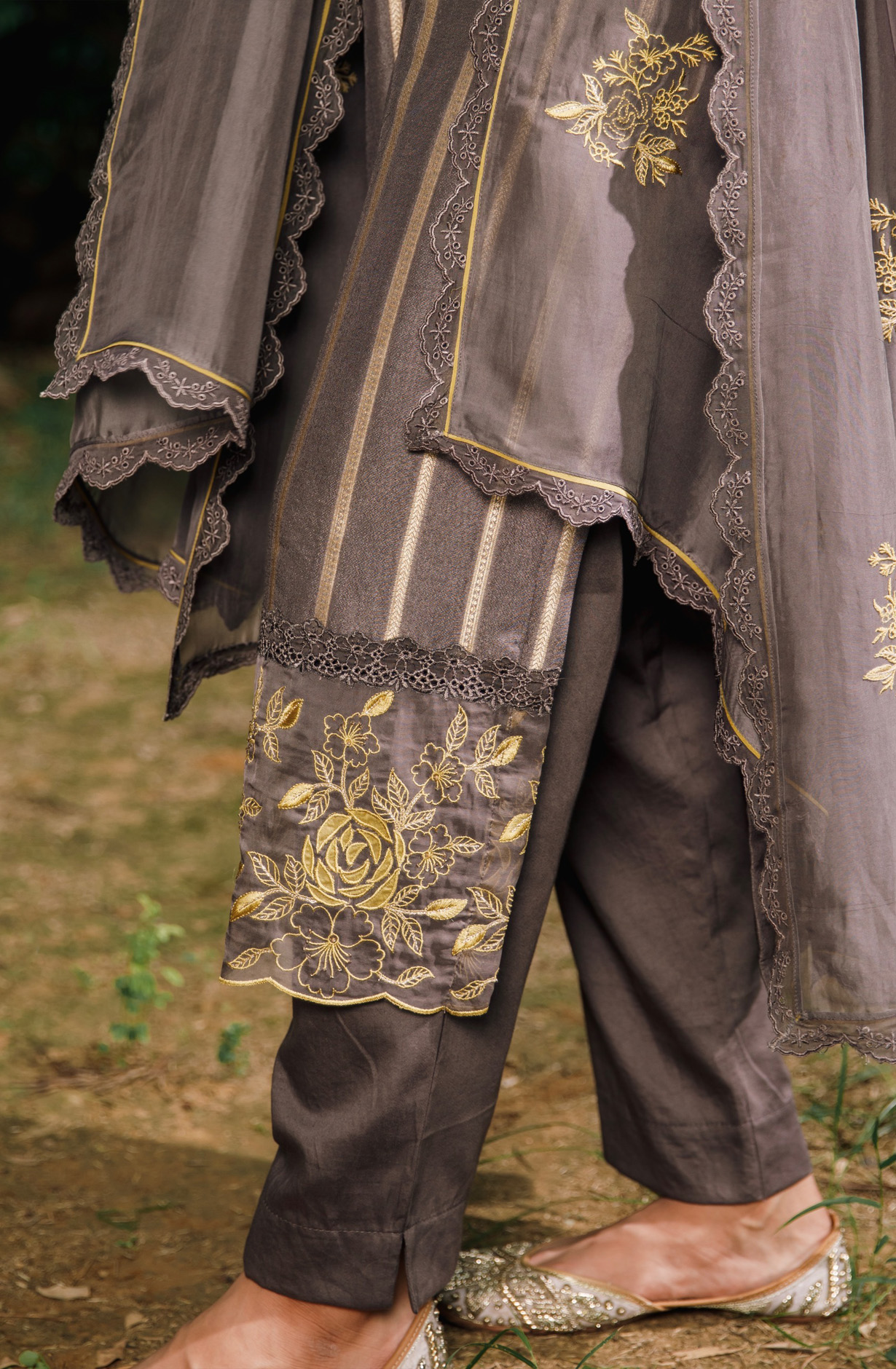 Grey Festive Wear Beautiful Silk Suit-sets with Organza Dupatta - KAY2001A