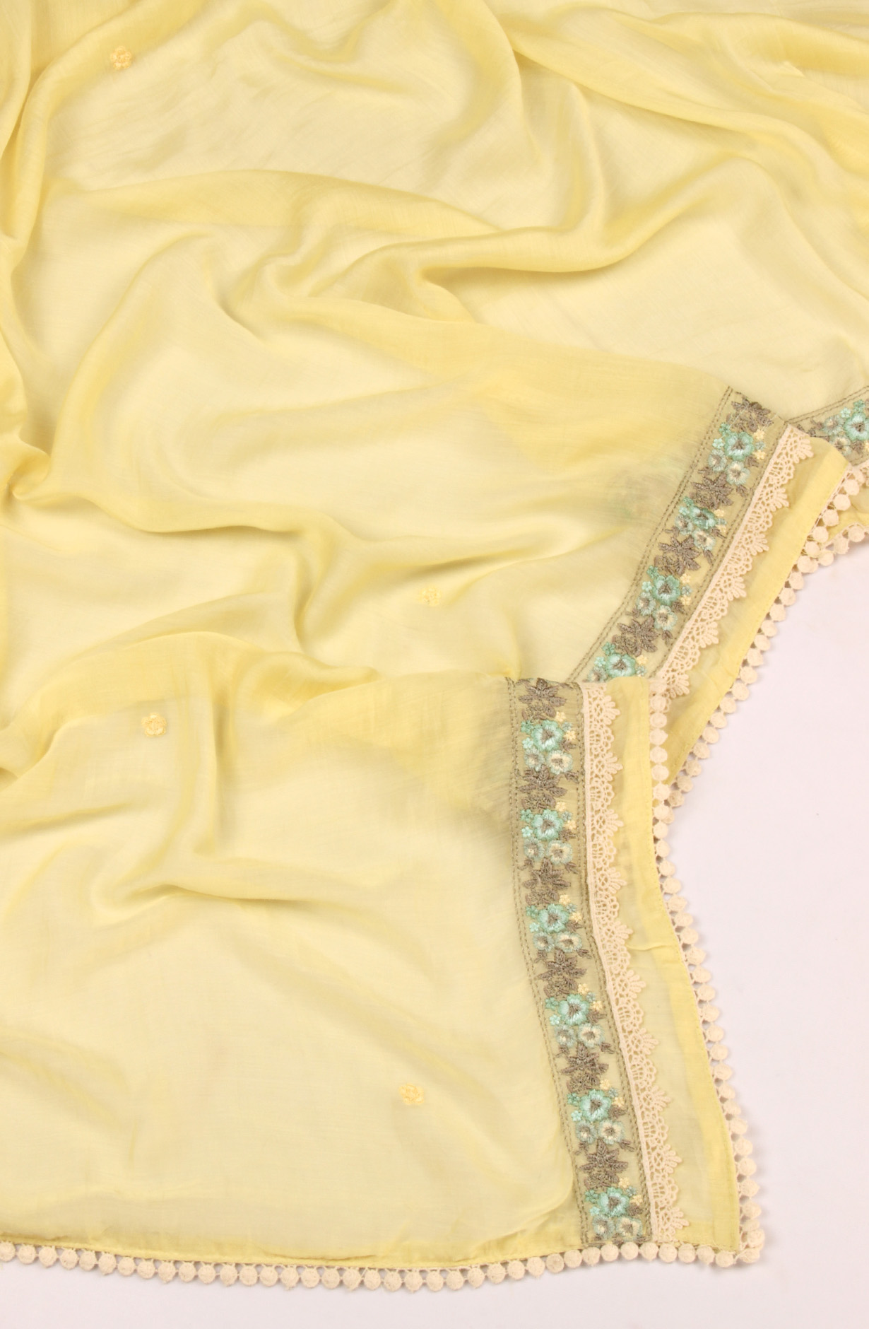 Lemon Yellow Beautiful Muslin Unstitched Salwar Suit with Dupatta - KAY7060