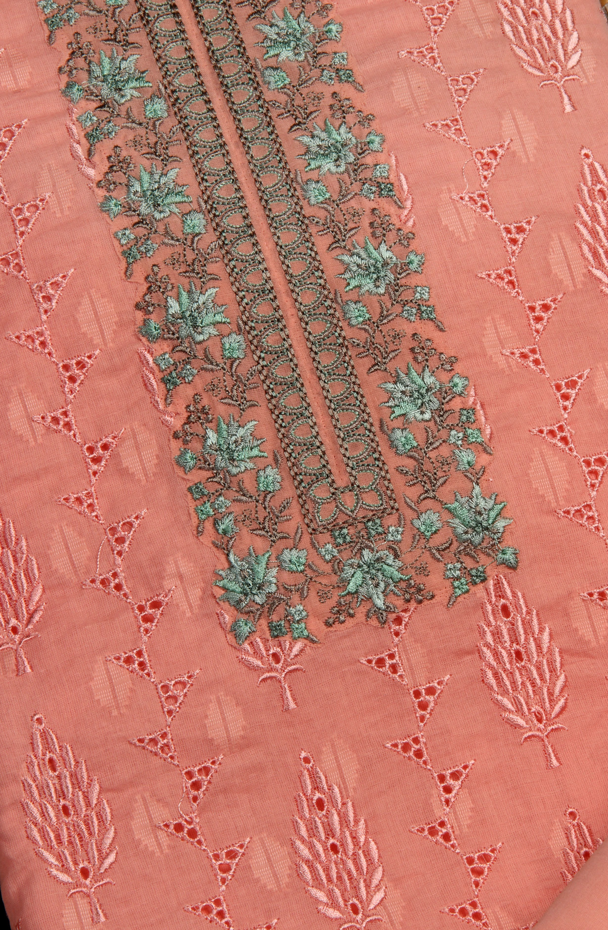 Pink Organdy Cotton Embroidery Salwar Suit with Chiffon Dupatta - KAYNS14227A