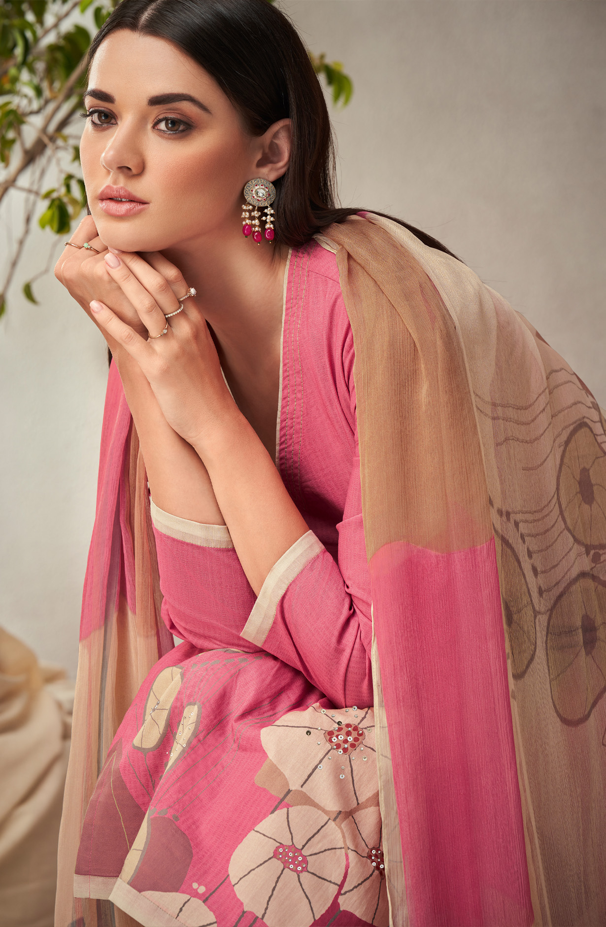 Pink Cotton Unstitched Digital Printed Salwar Suit - KHW295