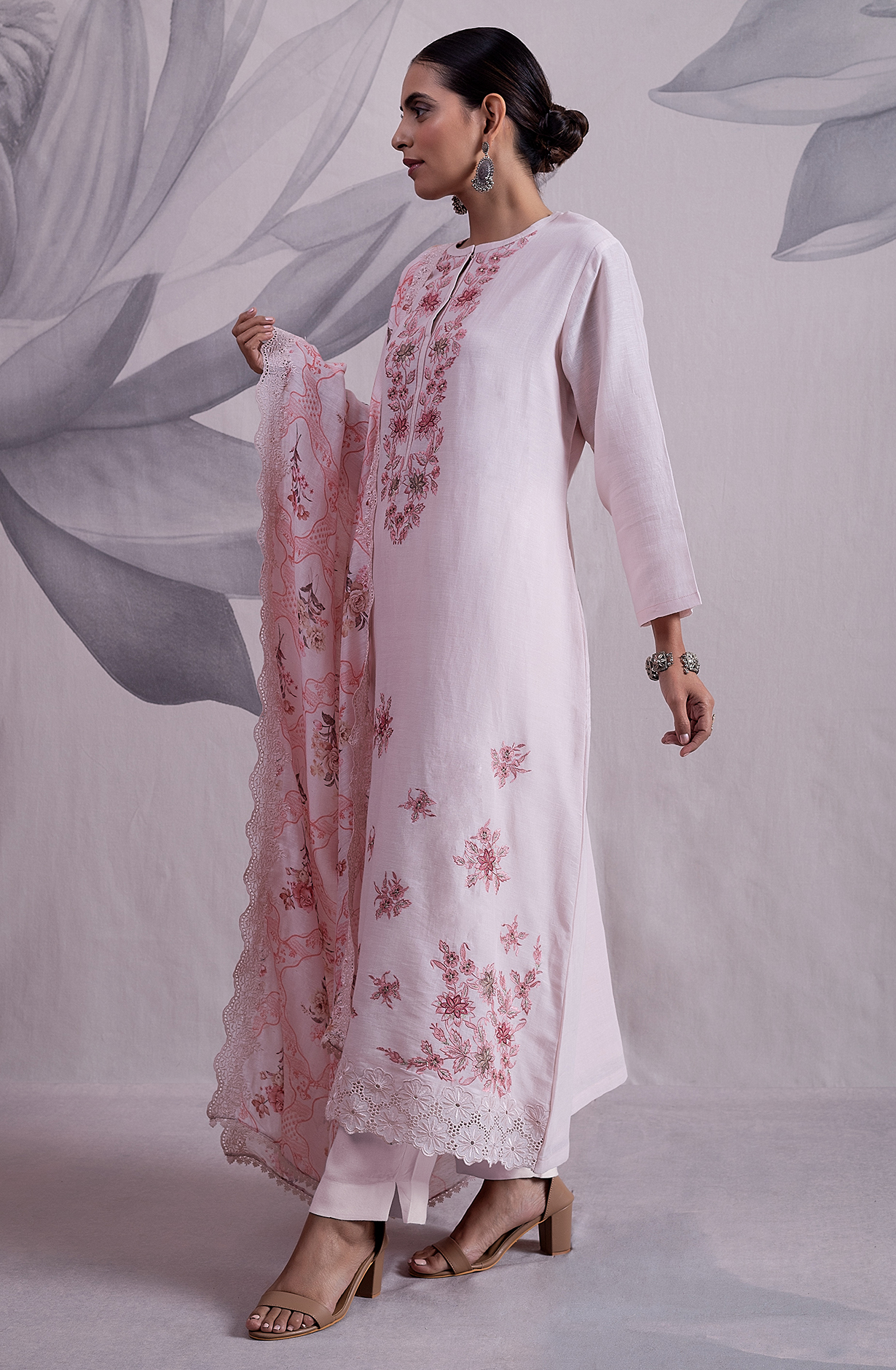 Pink Luxe Linen Embroidered Salwar Kameez with Dupatta - KIA2182B