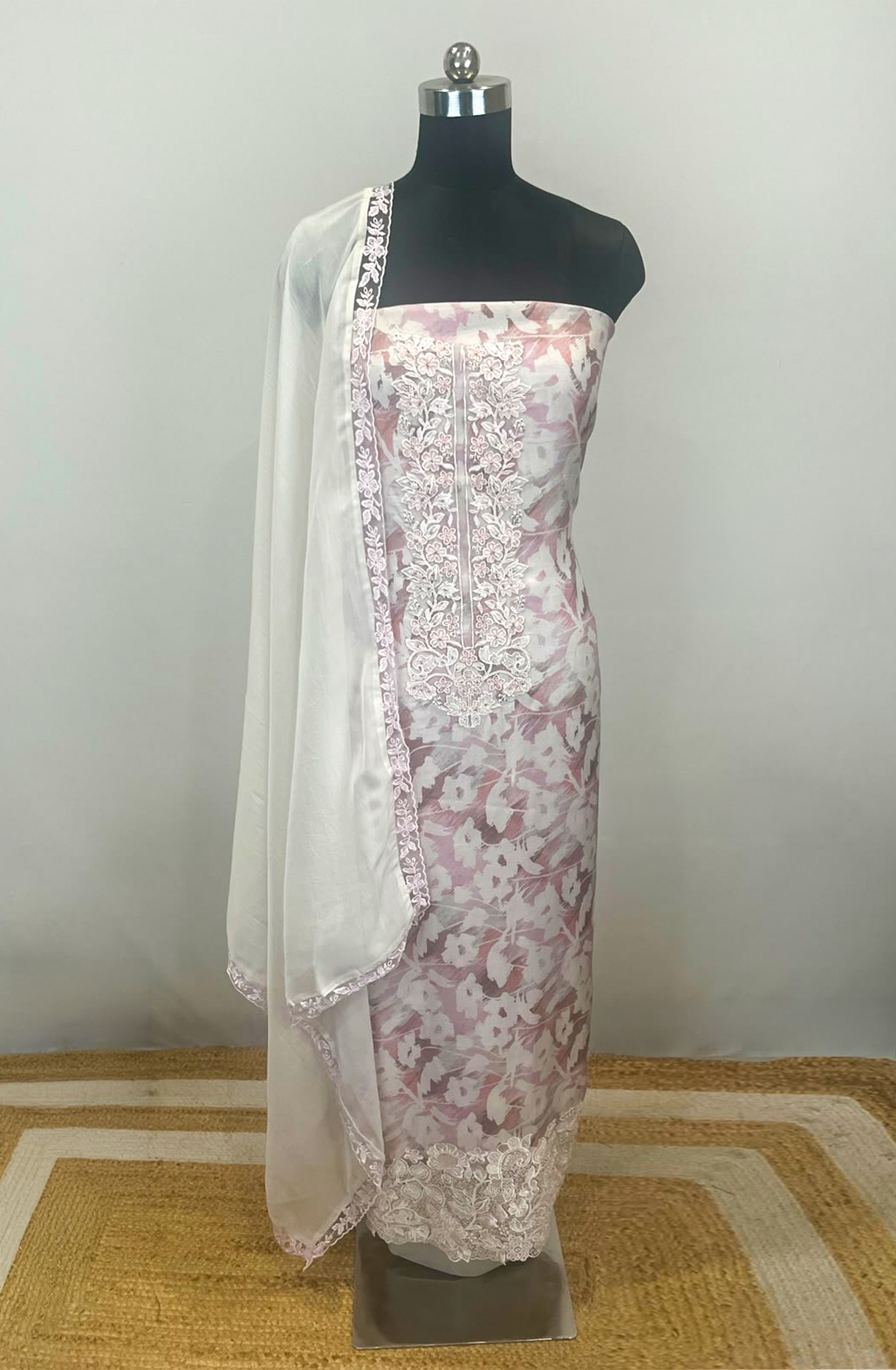 Beige Muslin Beautiful Suit Set with Dupatta - 245-SUMCOT1503-12