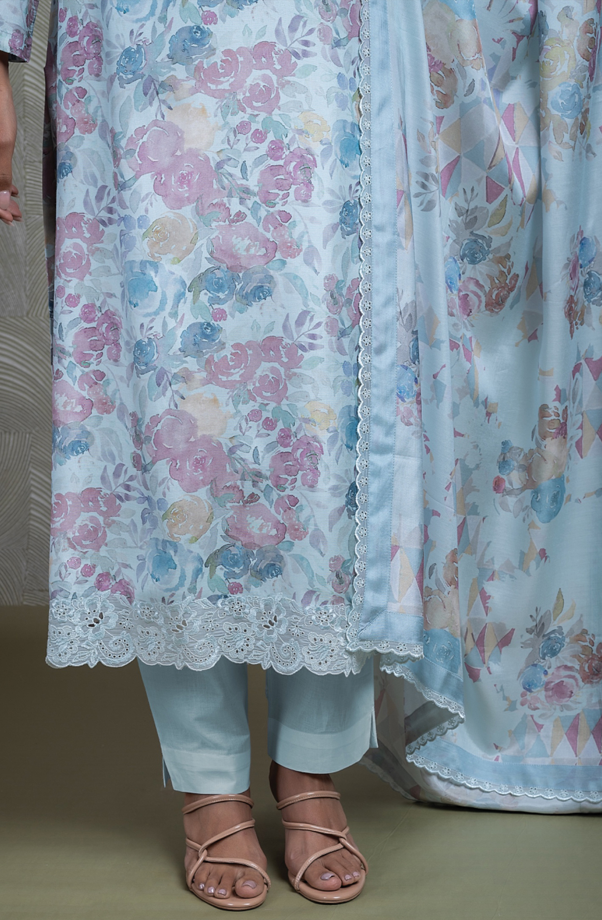 Blue Pure Muslin Suit Set with Beautiful Dupatta -KIN2454B