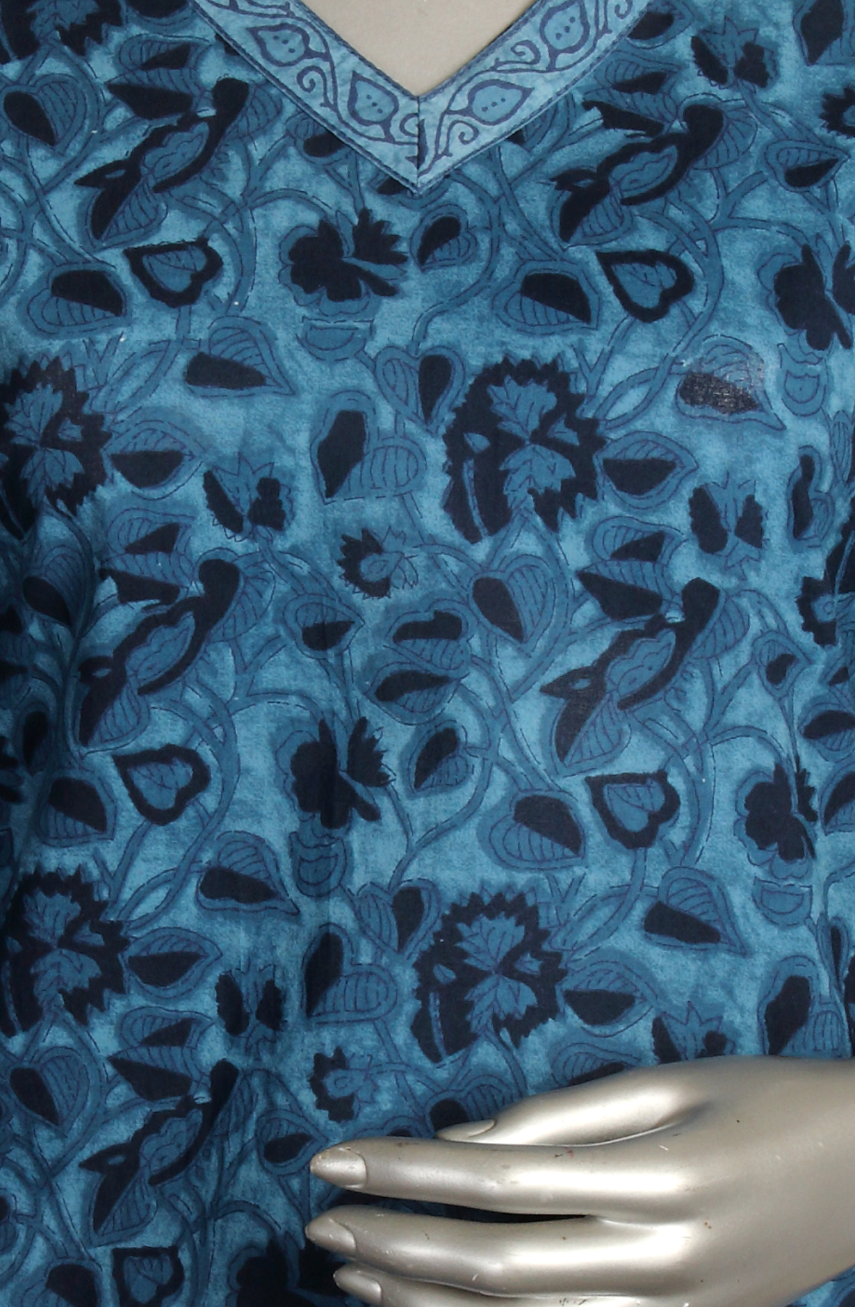 Blue Cotton Printed Kurti - KPJAINI13606