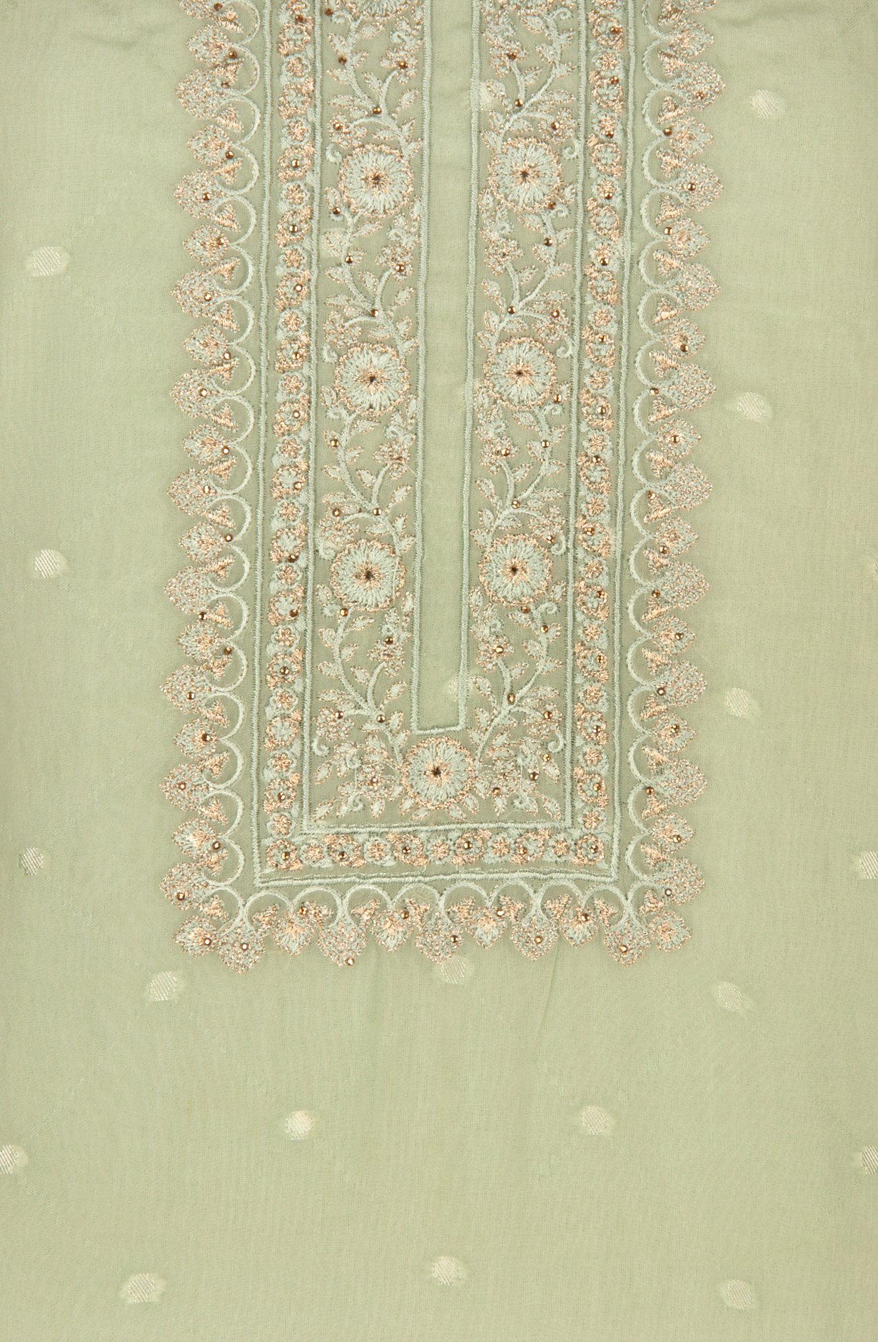 Sea Green Organza Beautiful Unstitched Suit with Chiffon Dupatta - KRA8847