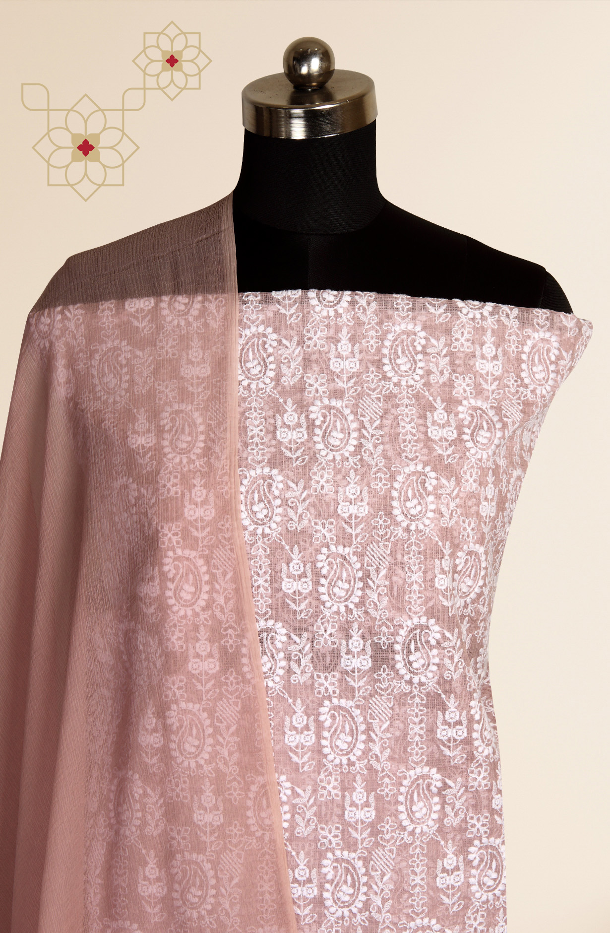 Mauve Kota Chikankari Embroidered Suit with Chiffon Dupatta - KRINS14101A