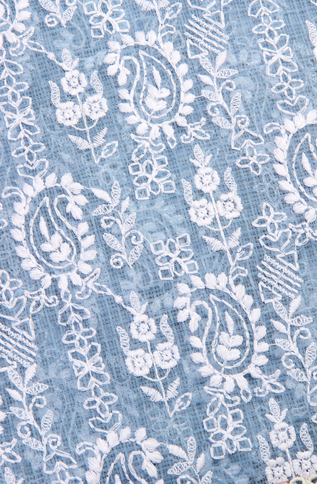 Pastel Blue Kota Chikankari Embroidered Suit with Chiffon Dupatta - KRINS14101B