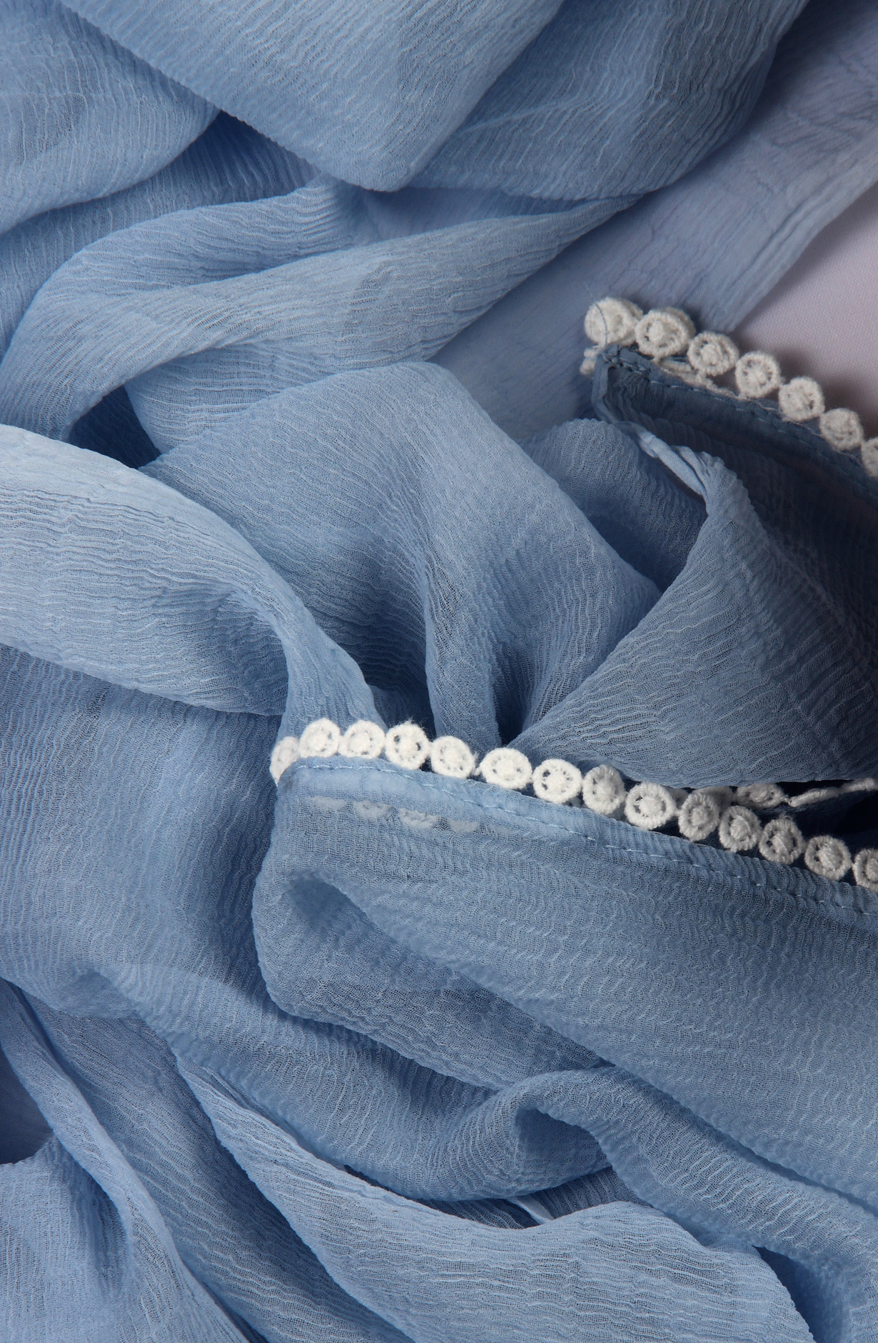 Pastel Blue Kota Chikankari Embroidered Suit with Chiffon Dupatta - KRINS14101B