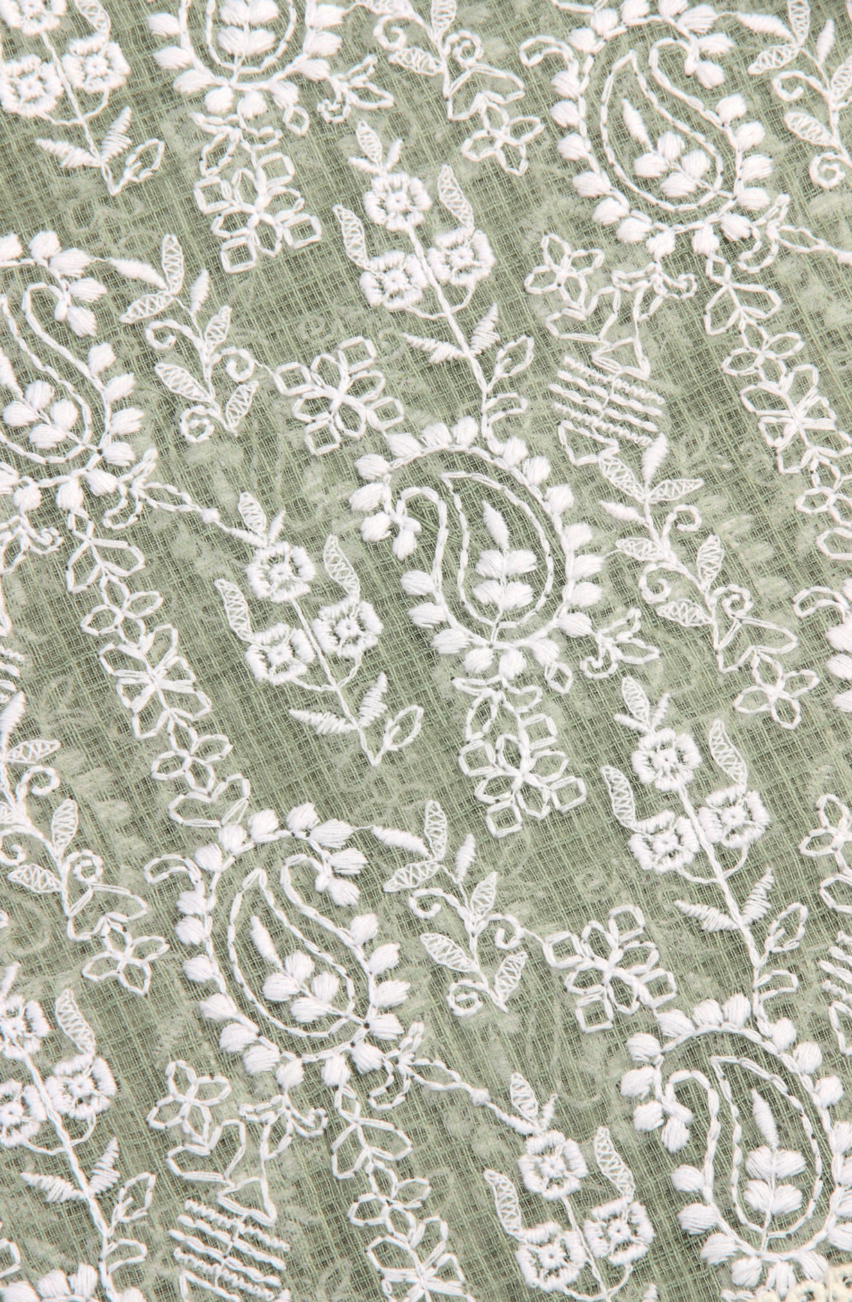 Green Kota Chikankari Embroidered Suit with Chiffon Dupatta - KRINS14101C