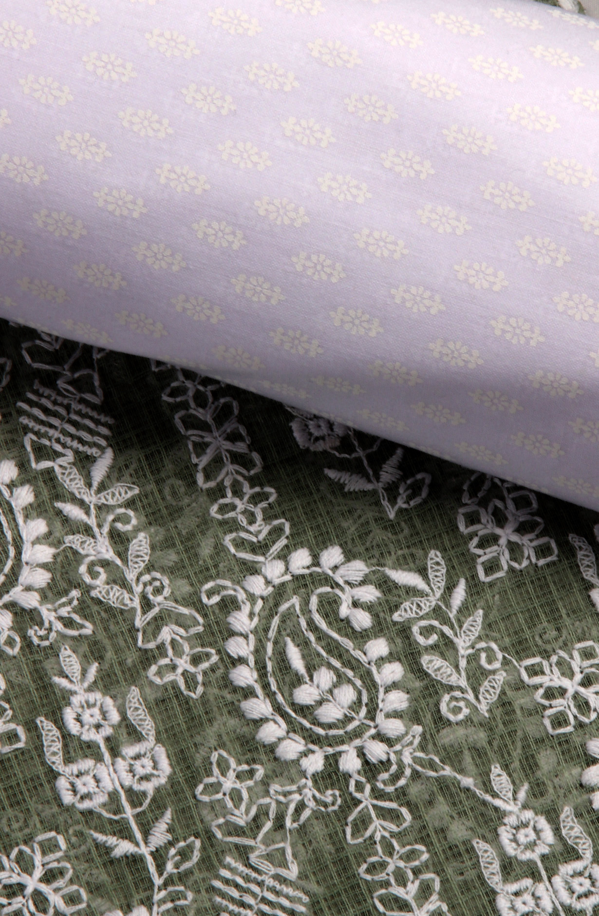 Green Kota Chikankari Embroidered Suit with Chiffon Dupatta - KRINS14101C