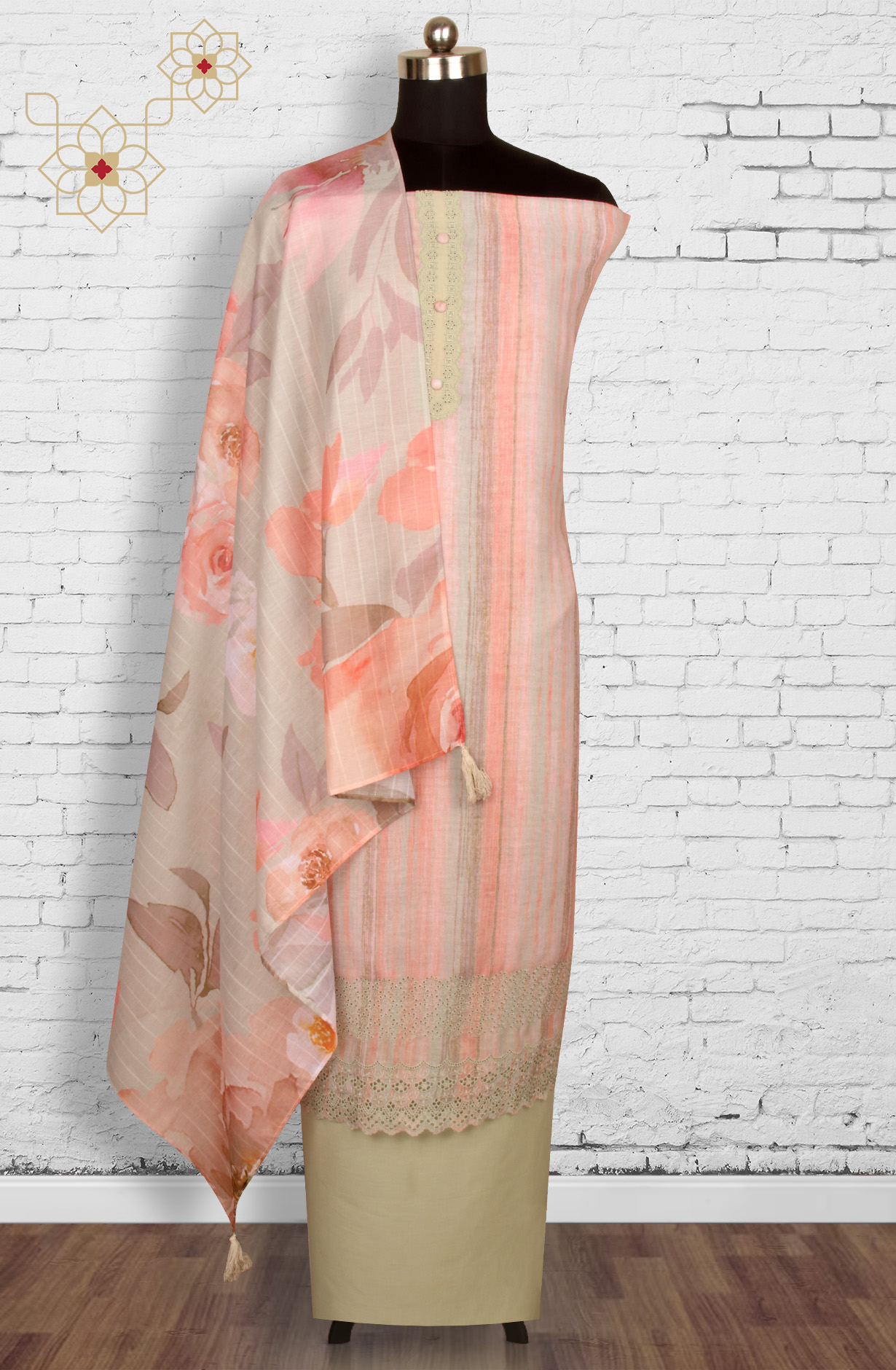 Multi-coloured Linen Digital Printed Salwar Kameez with Dupatta - KYO1954A