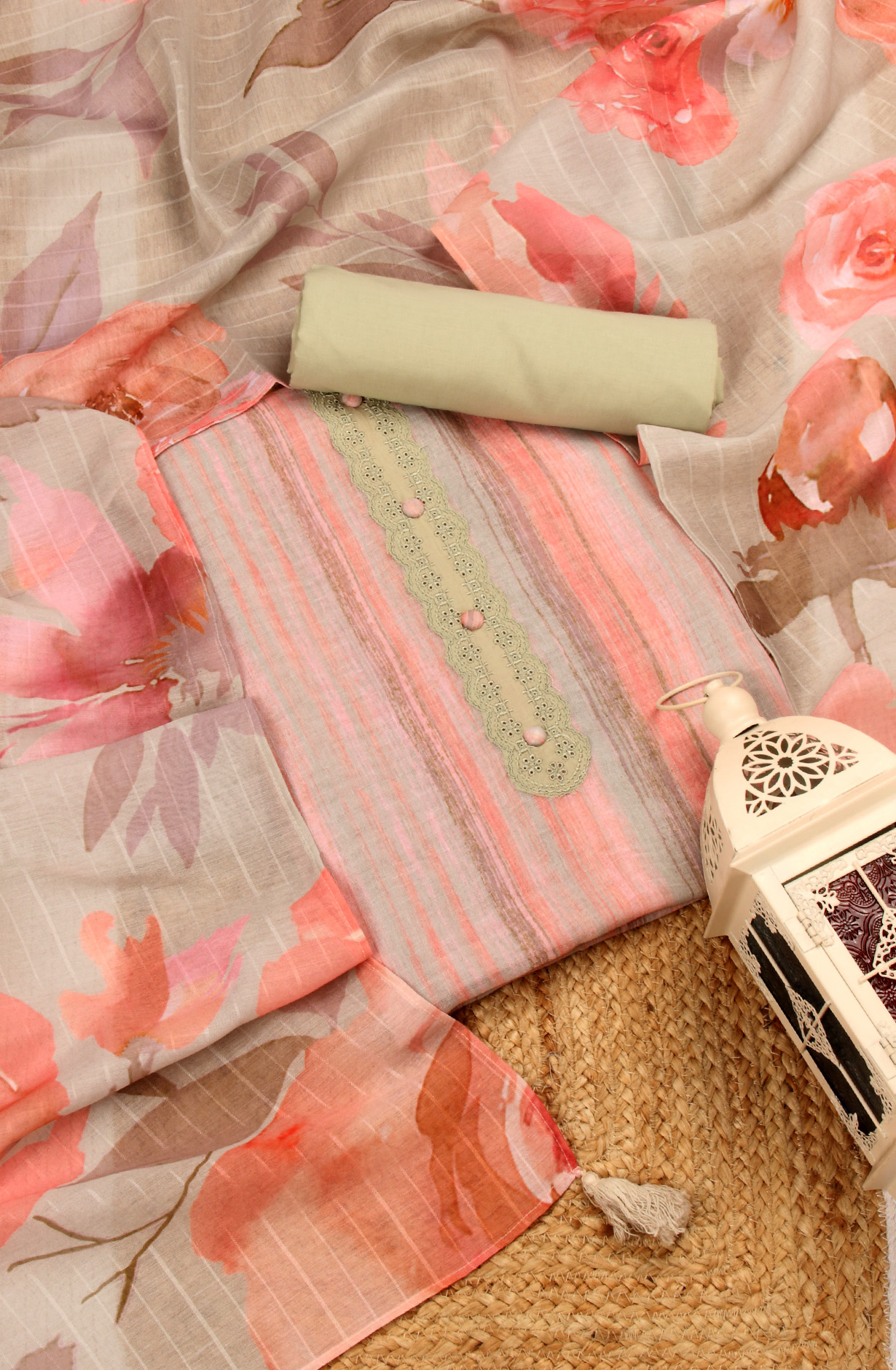 Multi-coloured Linen Digital Printed Salwar Kameez with Dupatta - KYO1954A