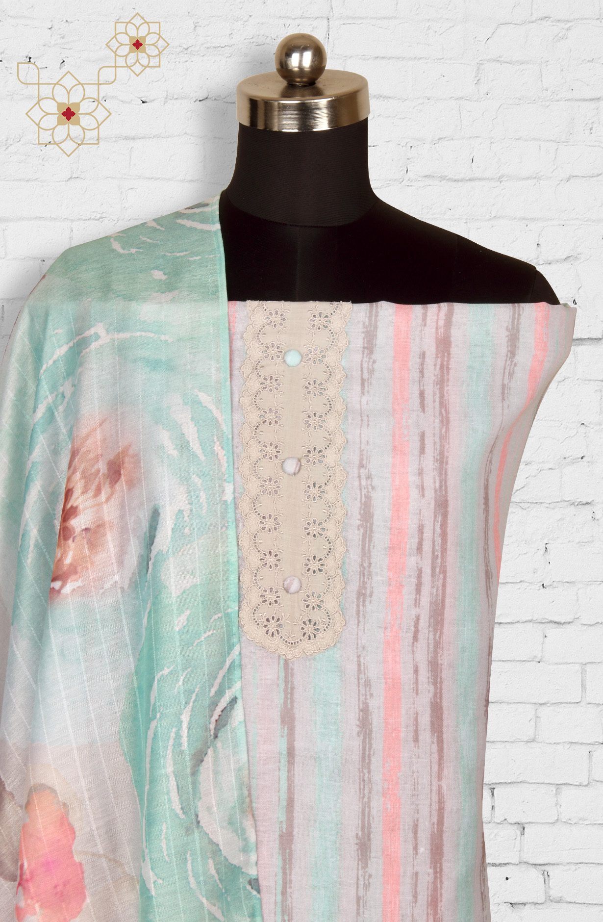 Multi-coloured Linen Digital Printed Salwar Kameez with Dupatta - KYO1954B