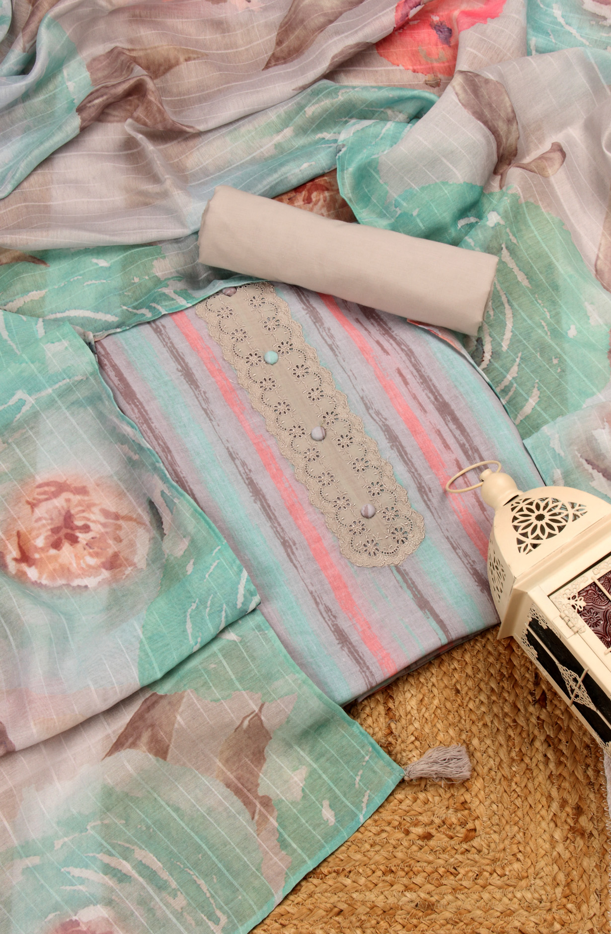 Multi-coloured Linen Digital Printed Salwar Kameez with Dupatta - KYO1954B