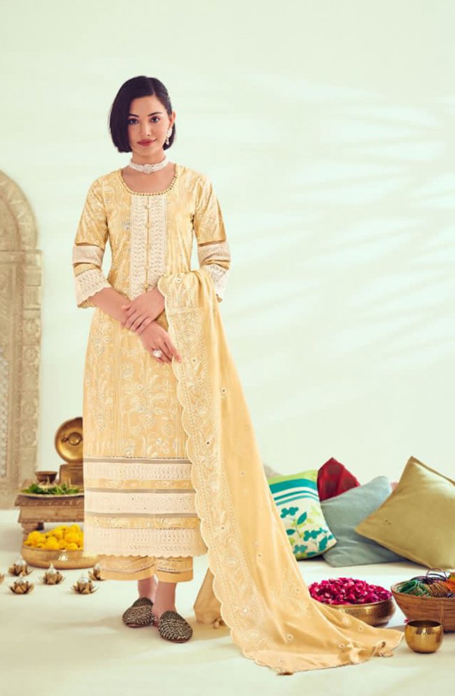 Yellow Unstitched Salwar Suit main image 0