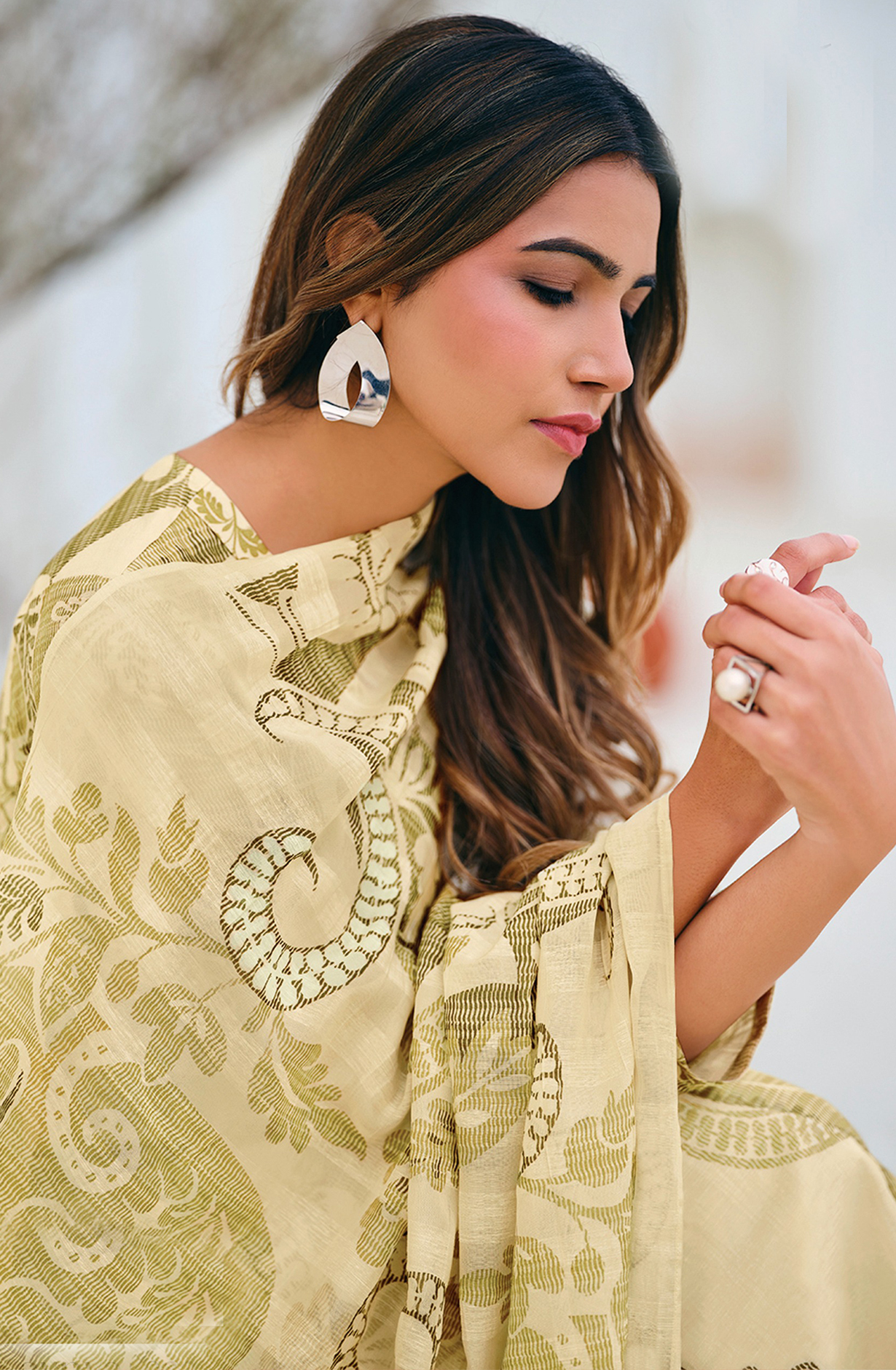 Mehndi Pure Linen Digital Printed Suit with Dupatta - LAV932