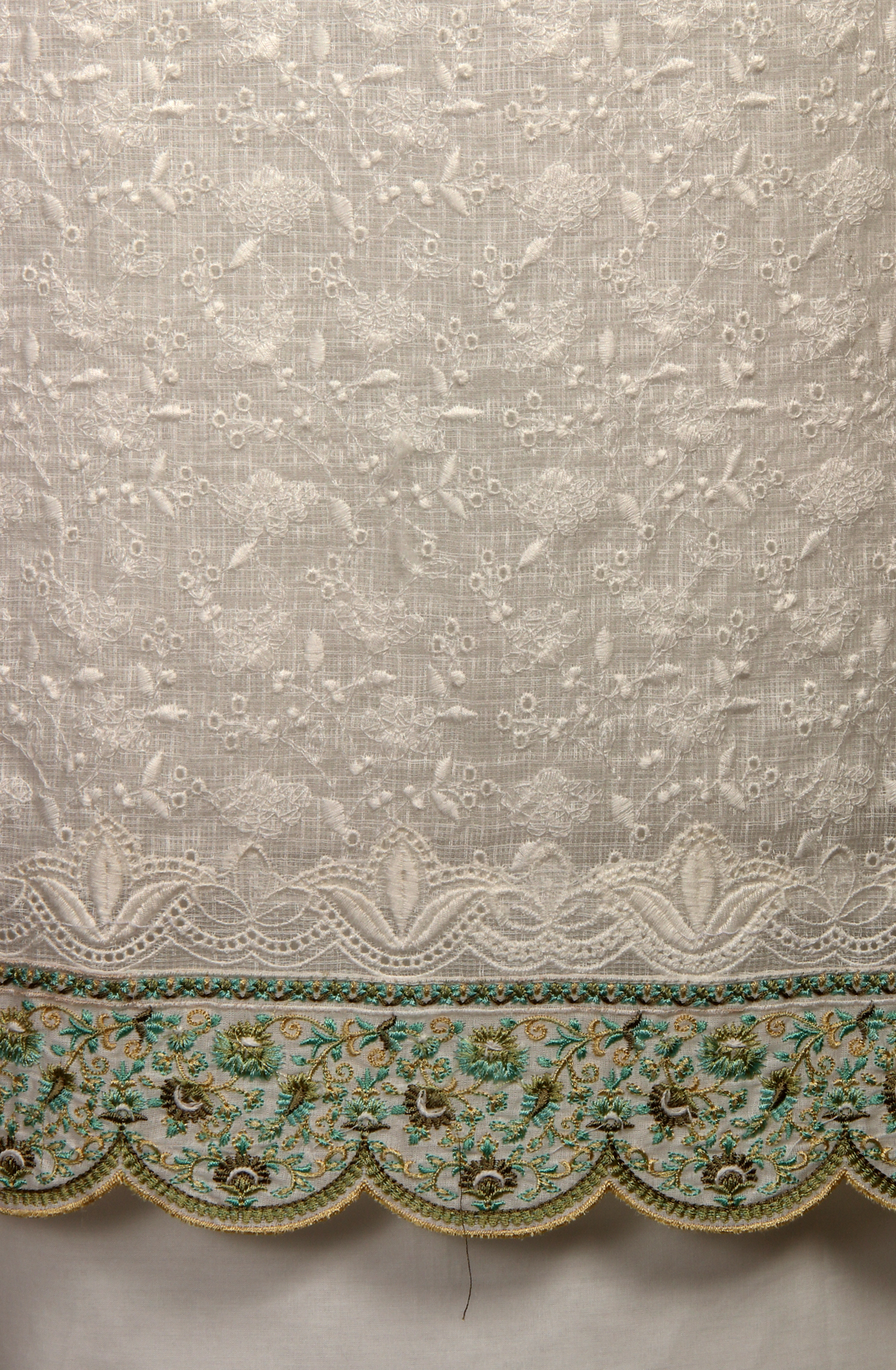 White Kota Beautiful Chikankari Embroidered Suit with Chiffon Dupatta - LEK1743
