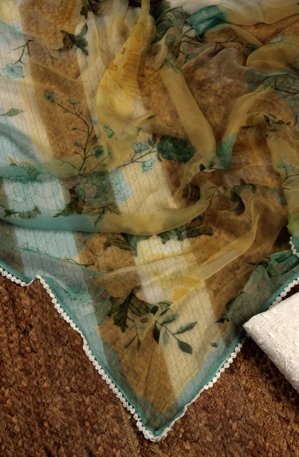 White Kota Beautiful Chikankari Embroidered Suit with Chiffon Dupatta - LEK1743