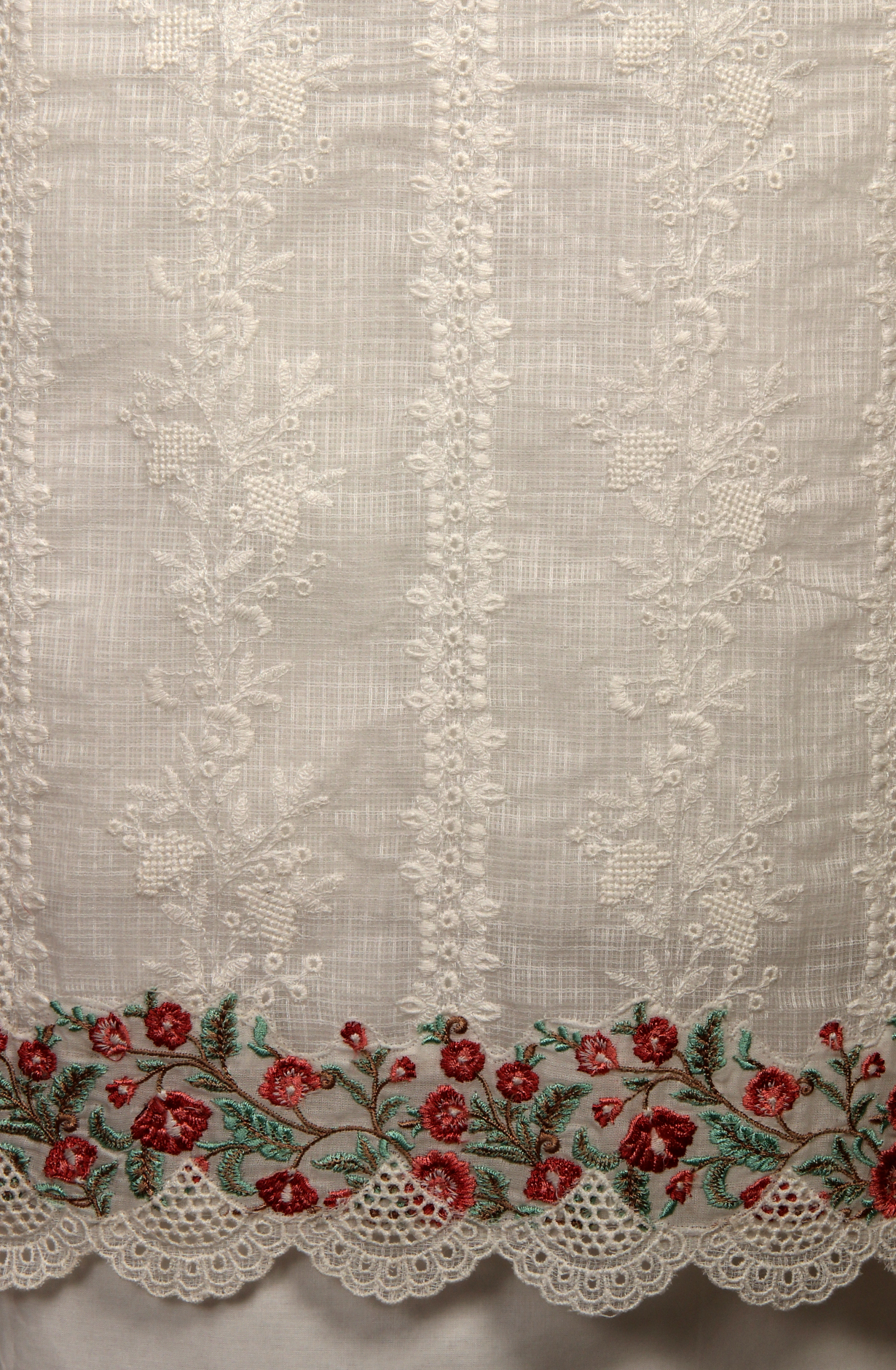 White Kota Beautiful Chikankari Embroidered Suit with Chiffon Dupatta - LEK1744