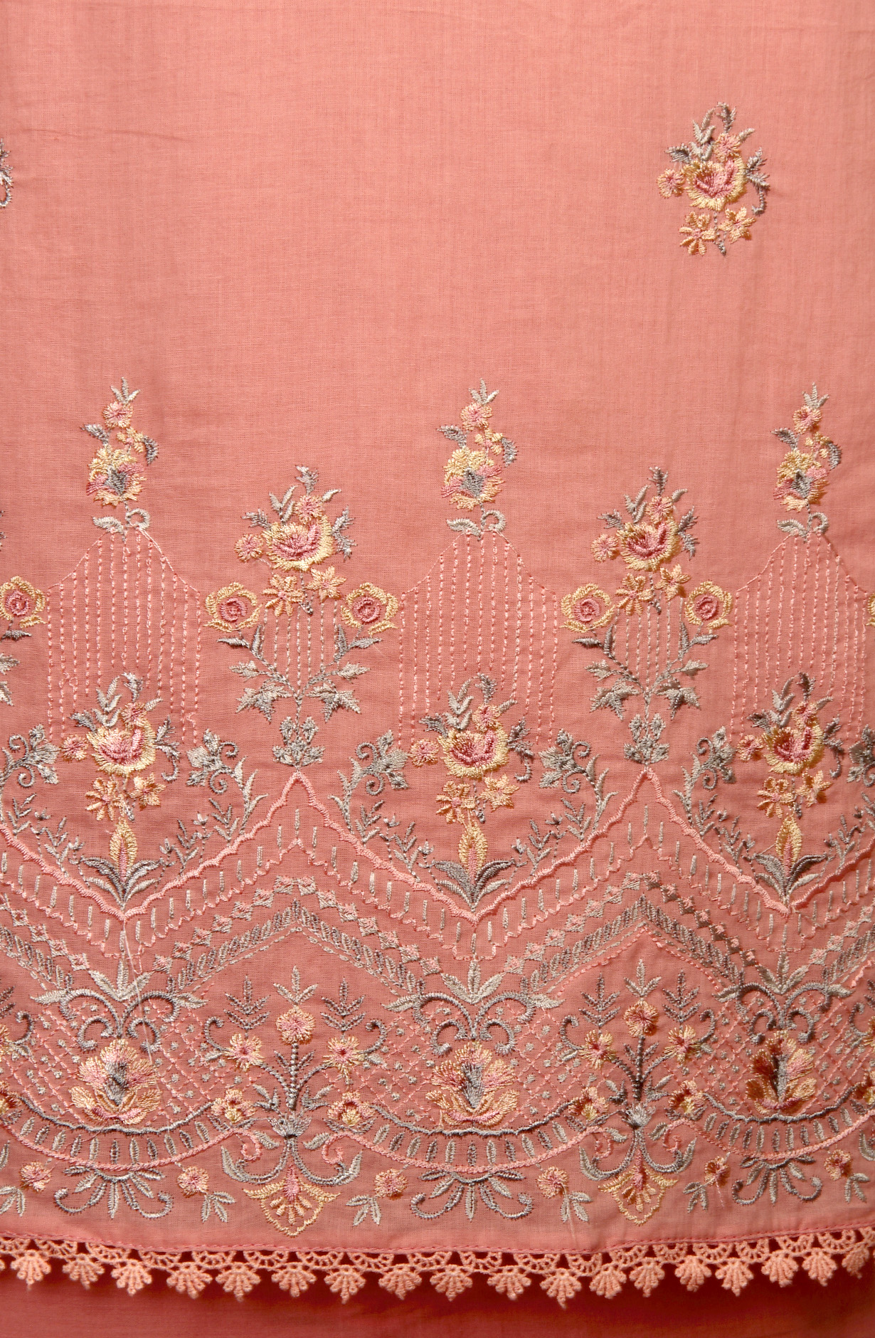 Pink Cotton Embroidered Salwar Kameez with Chiffon Dupatta - LIP989A