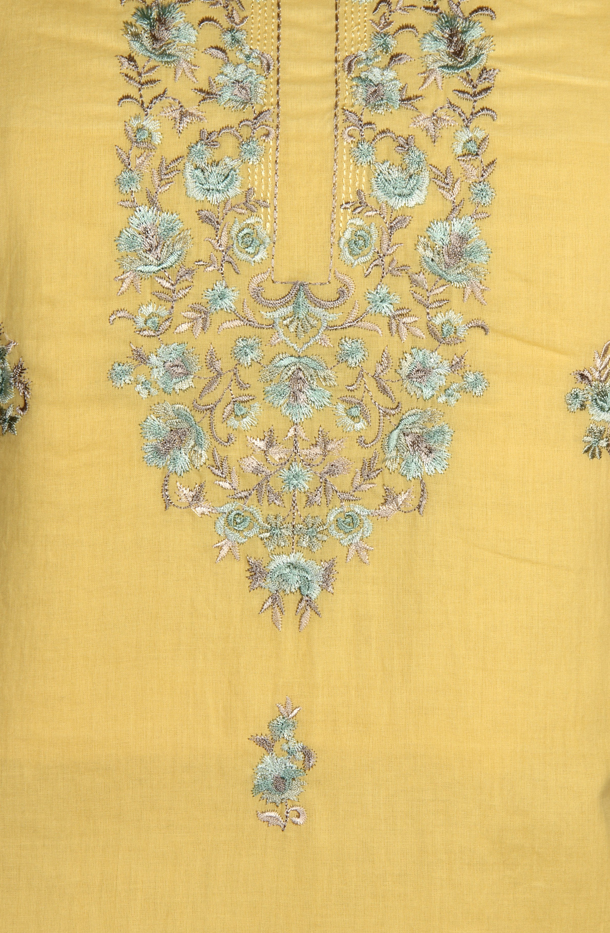 Yellow Cotton Embroidered Salwar Kameez with Chiffon Dupatta - LIP989B