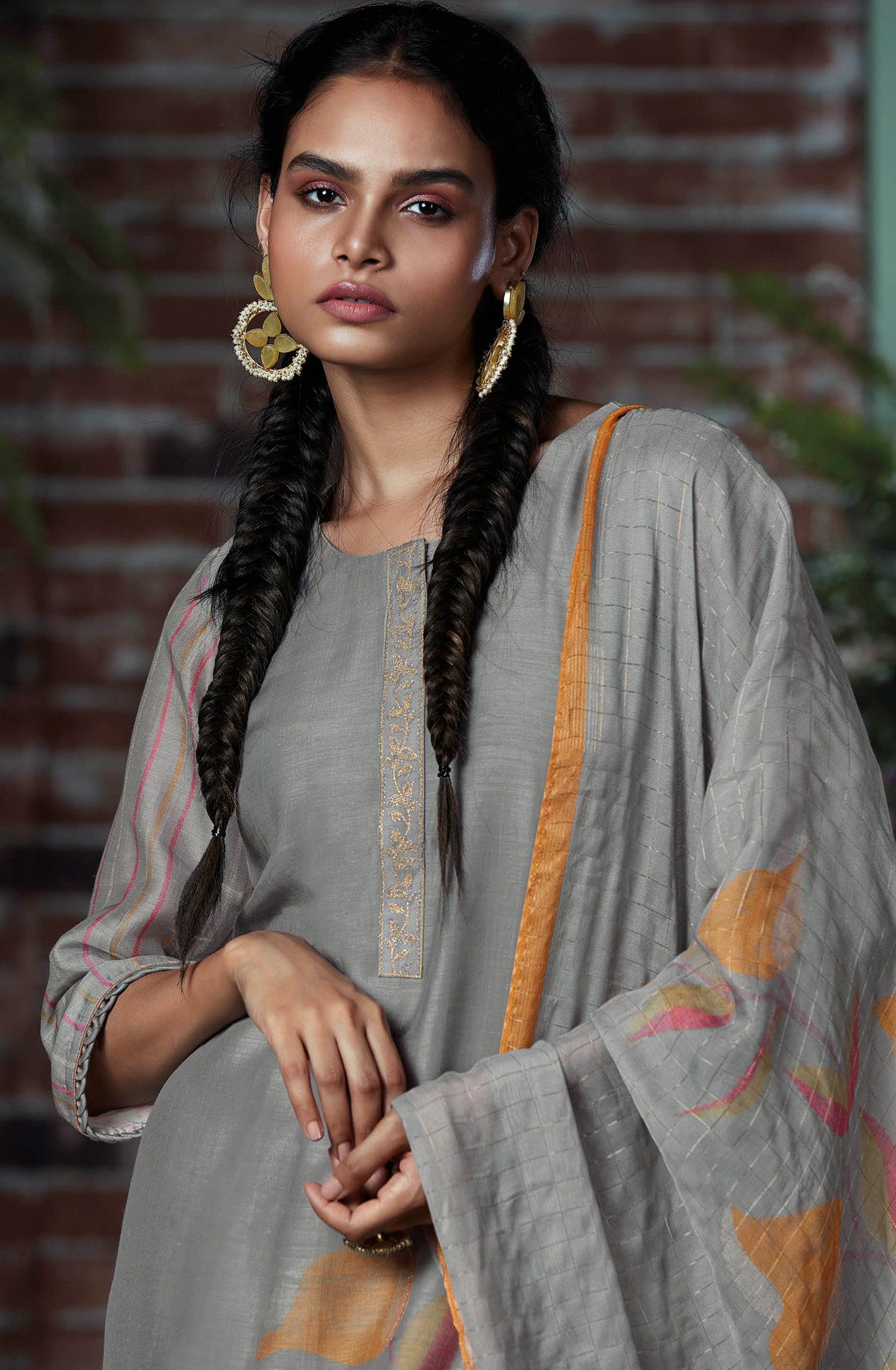 Grey Modal Cotton Salwar Kameez Suit-set- LIPC1089