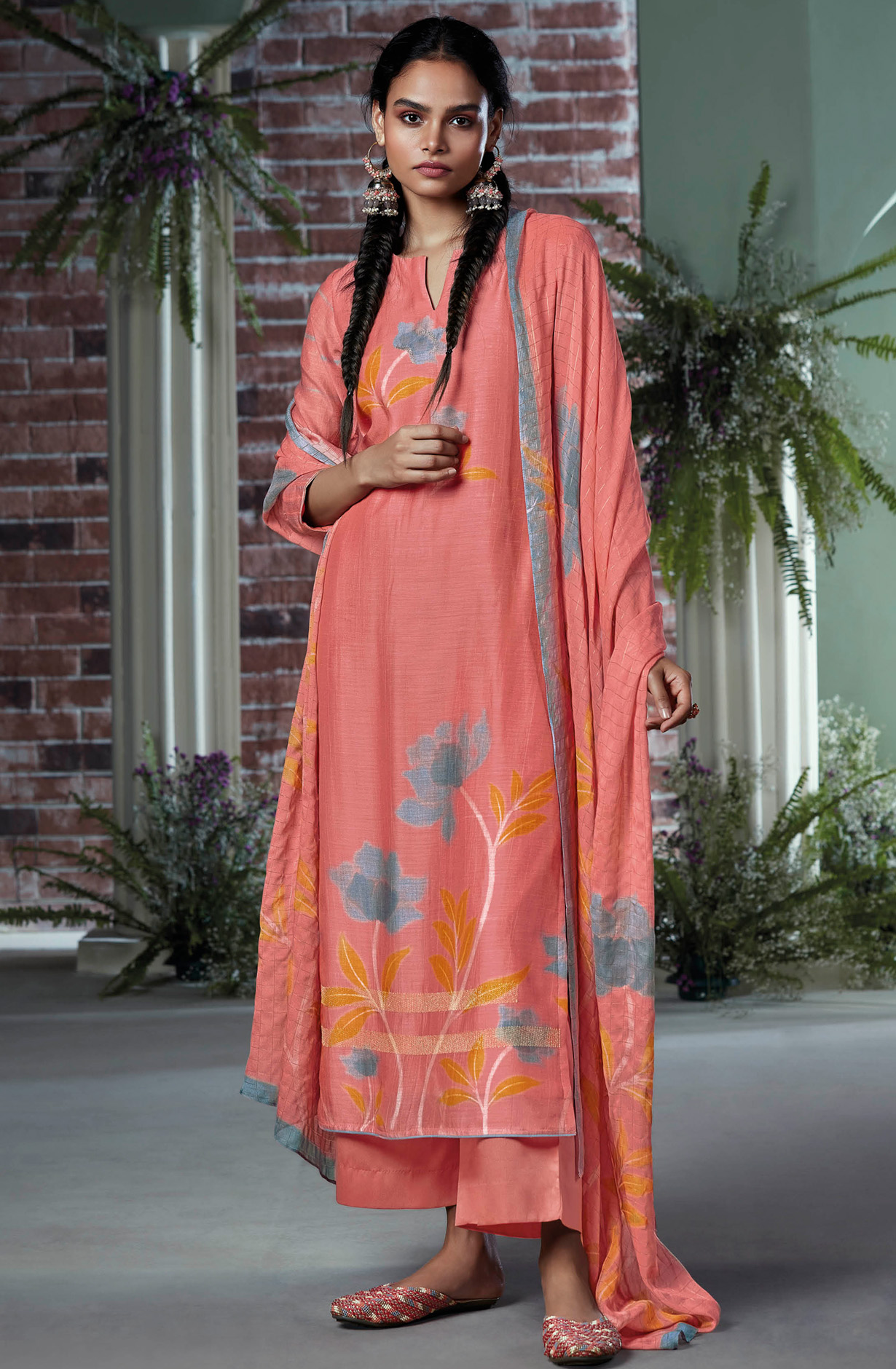 Pink Modal Cotton Salwar Kameez Suit-set- LIPC1090
