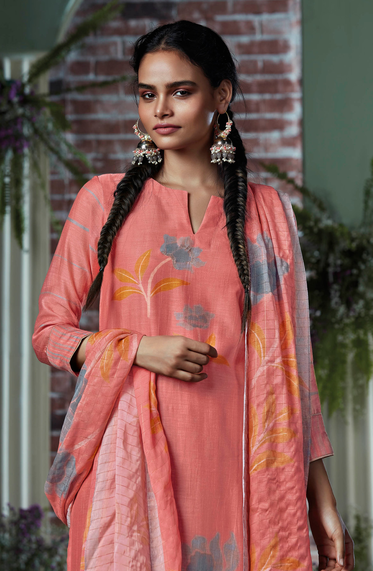 Pink Modal Cotton Salwar Kameez Suit-set- LIPC1090