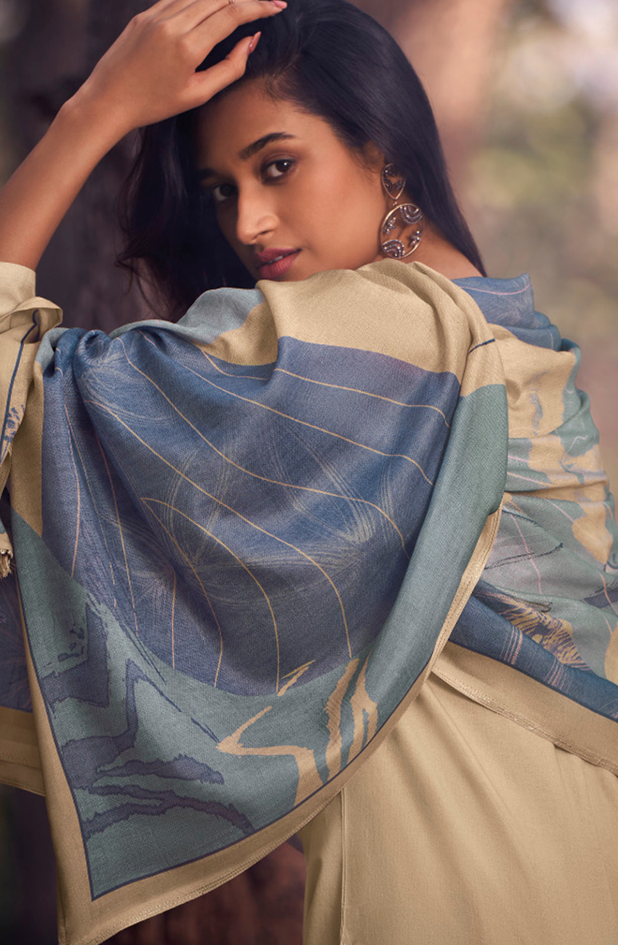 Fawn Lawn Cotton Suit Set with Muslin Dupatta - LUM4051D