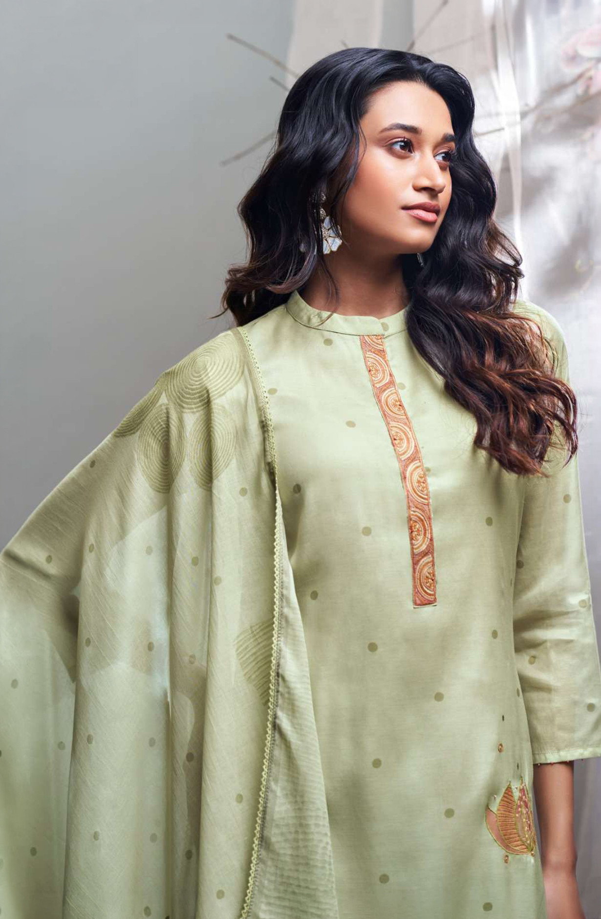 Green Premium Mul Unstitched Suit Set with Dupatta - LYN4437A