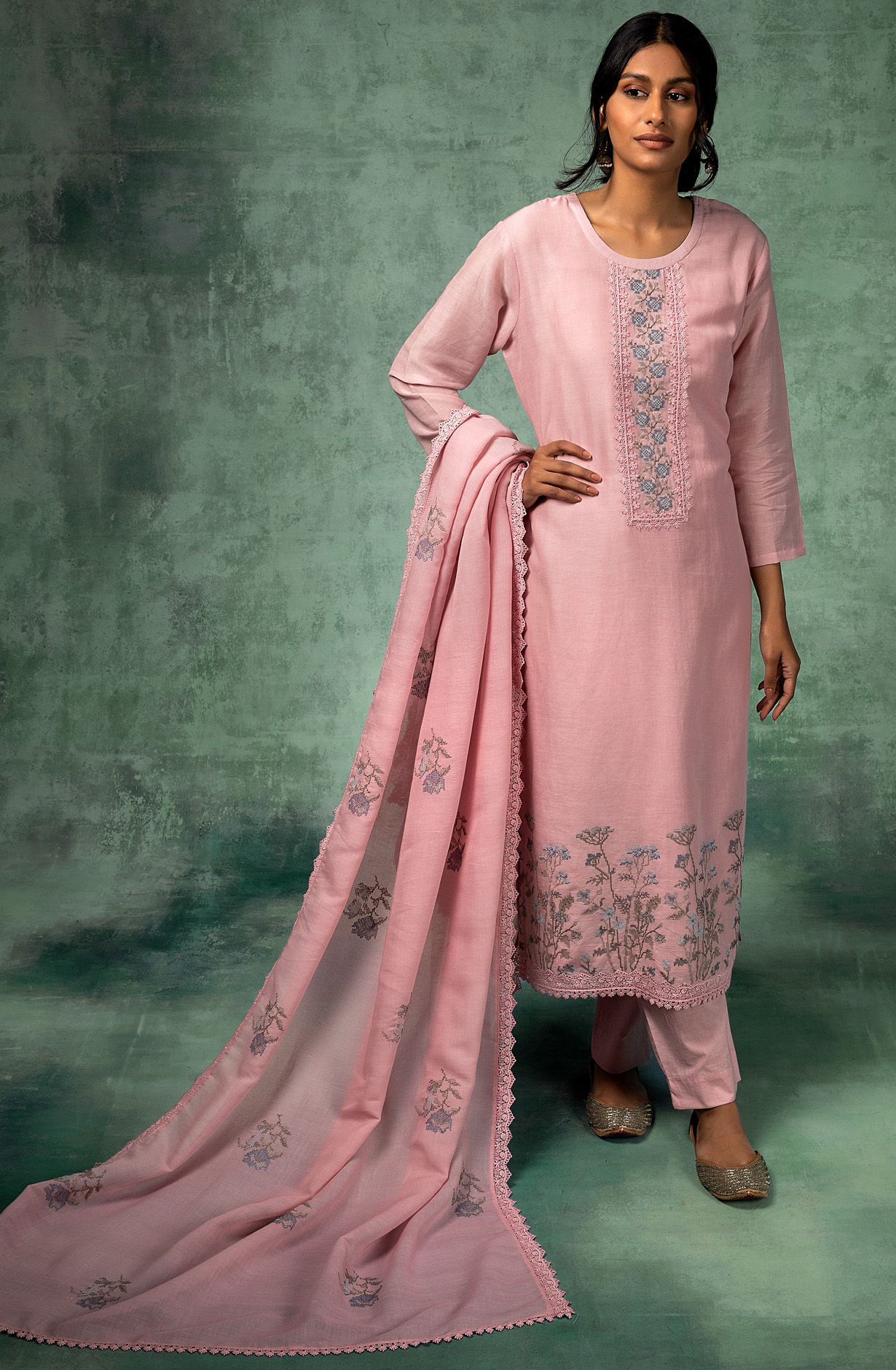 Pink Linen Exclusive Embroidered Salwar Kameez - MAL1779A