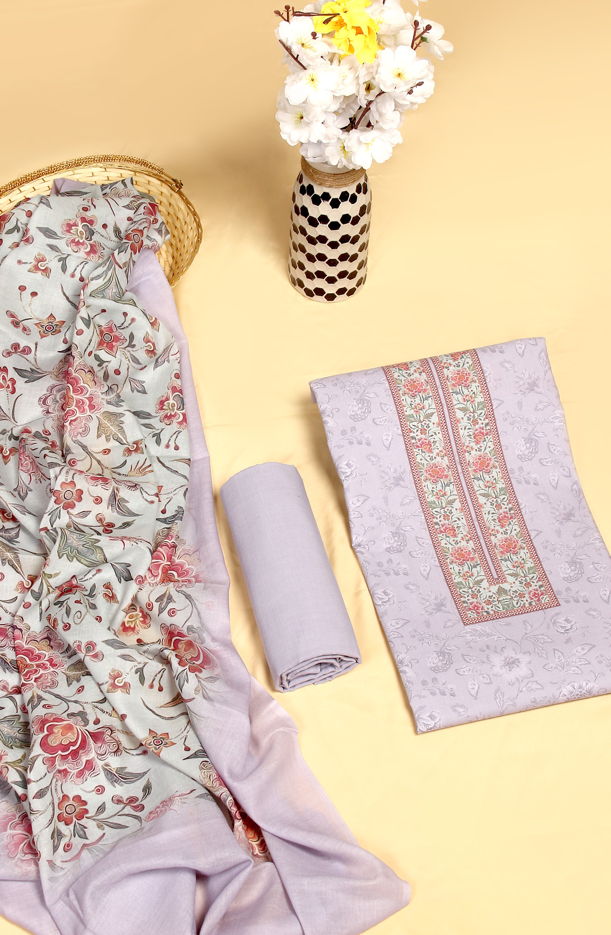 Lavender Cotton Digital Print Salwar Suit - MAN1114