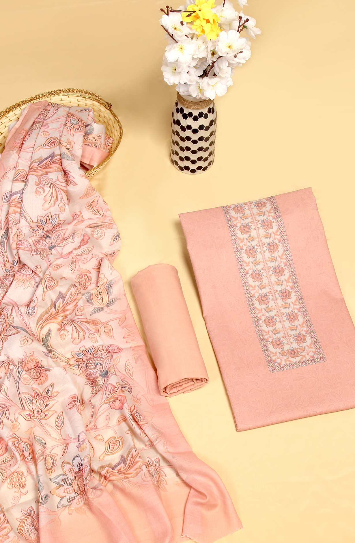 Peach Cotton Digital Print Salwar Suit - MAN1115