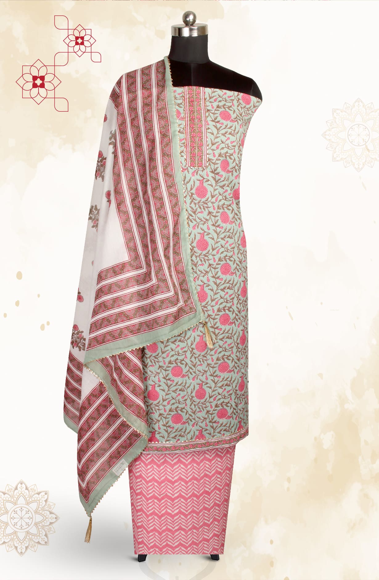 Multicolor Cotton Printed Salwar Kameez - MANCHALI-18B