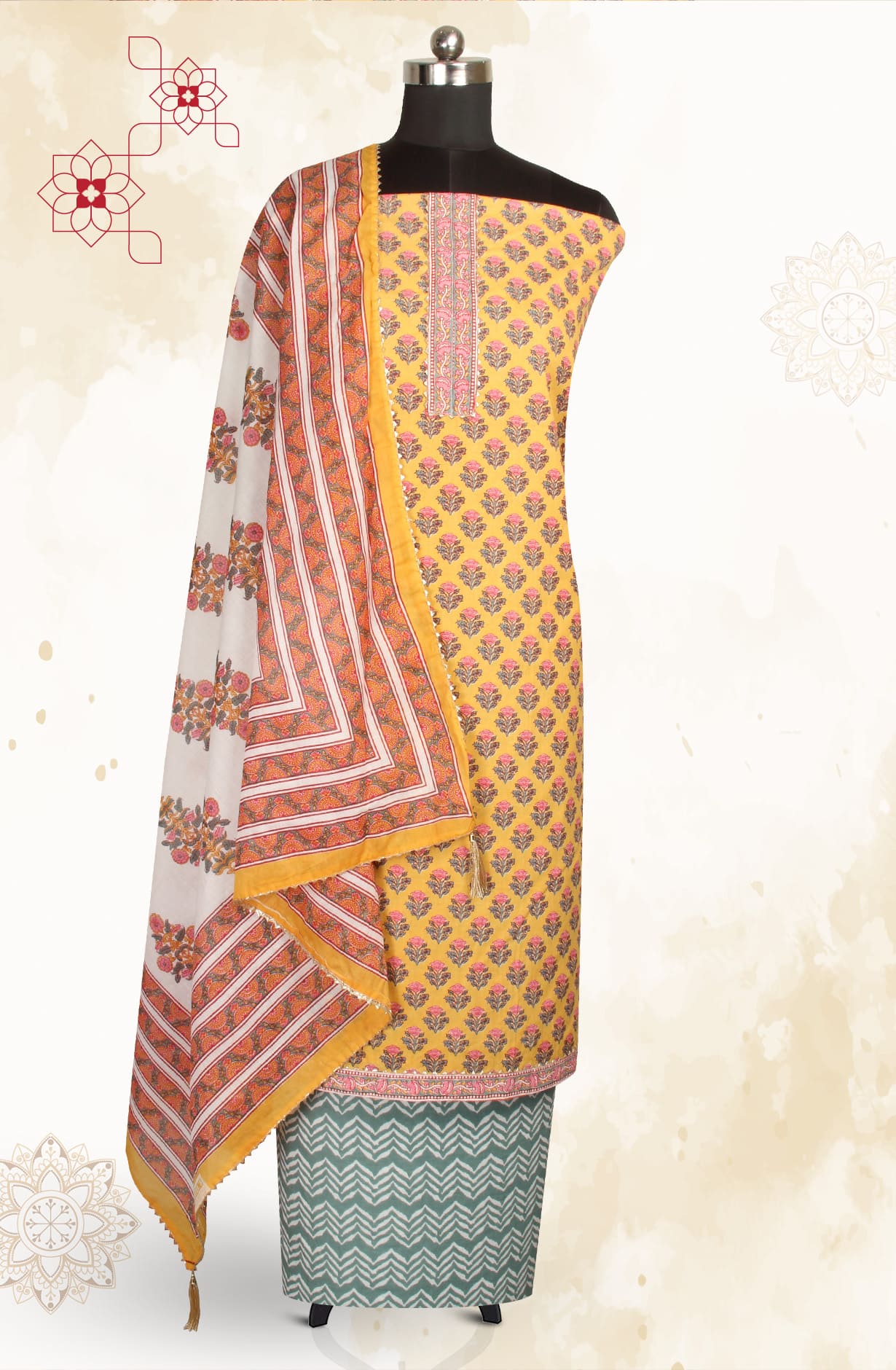 Multicolor Cotton Printed Salwar Kameez - MANCHALI-19C