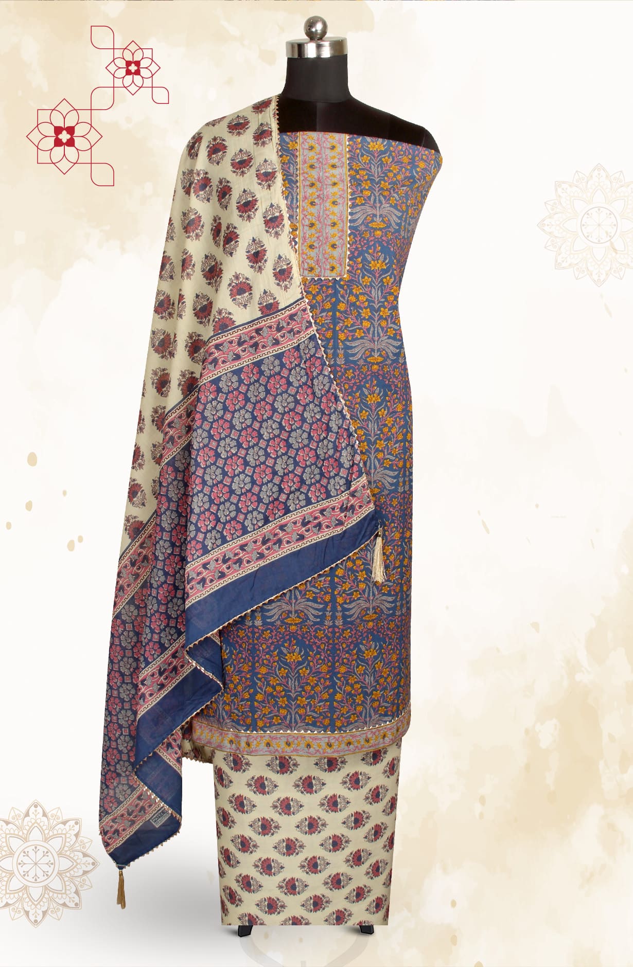 Multicolor Cotton Printed Salwar Kameez - MANCHALI-23A
