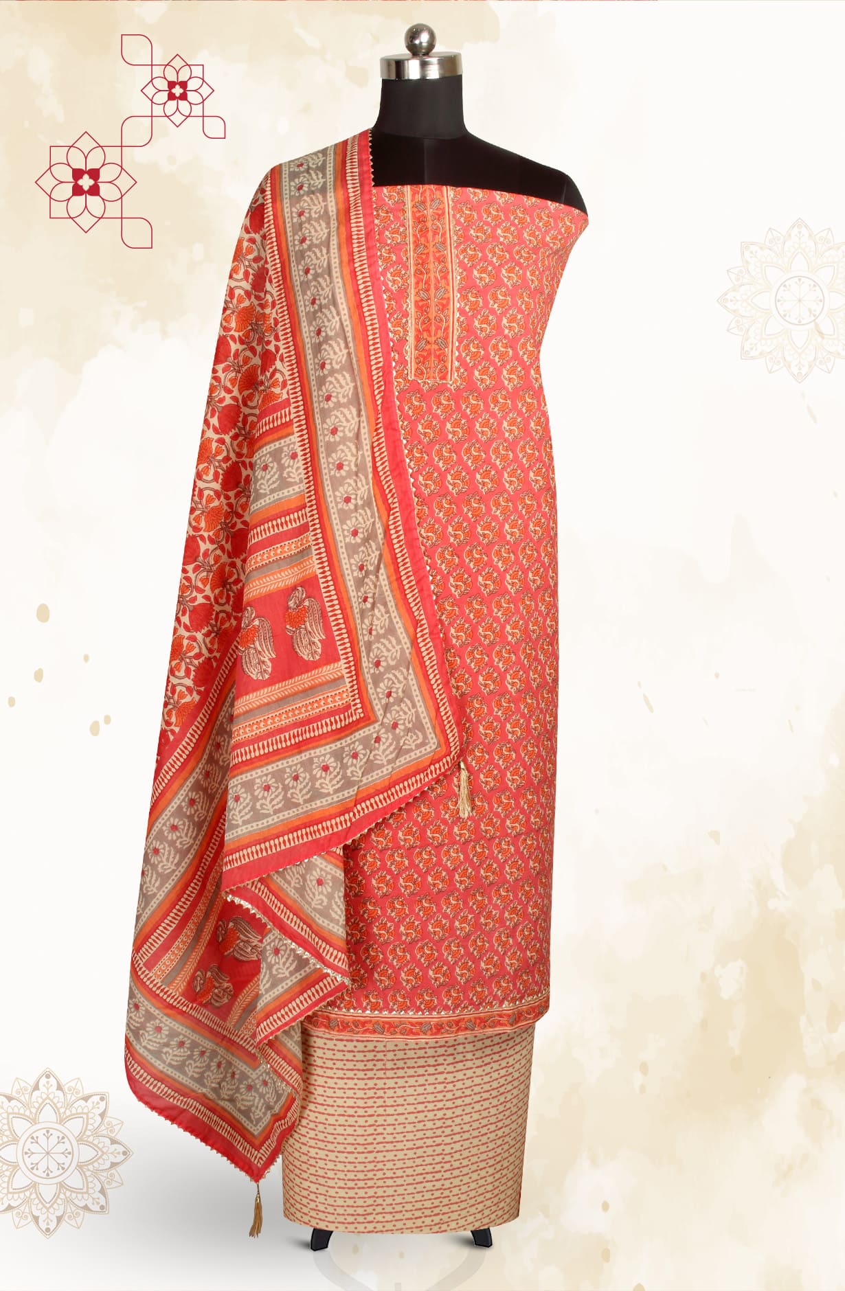 Multicolor Cotton Printed Salwar Kameez - MANCHALI-28B