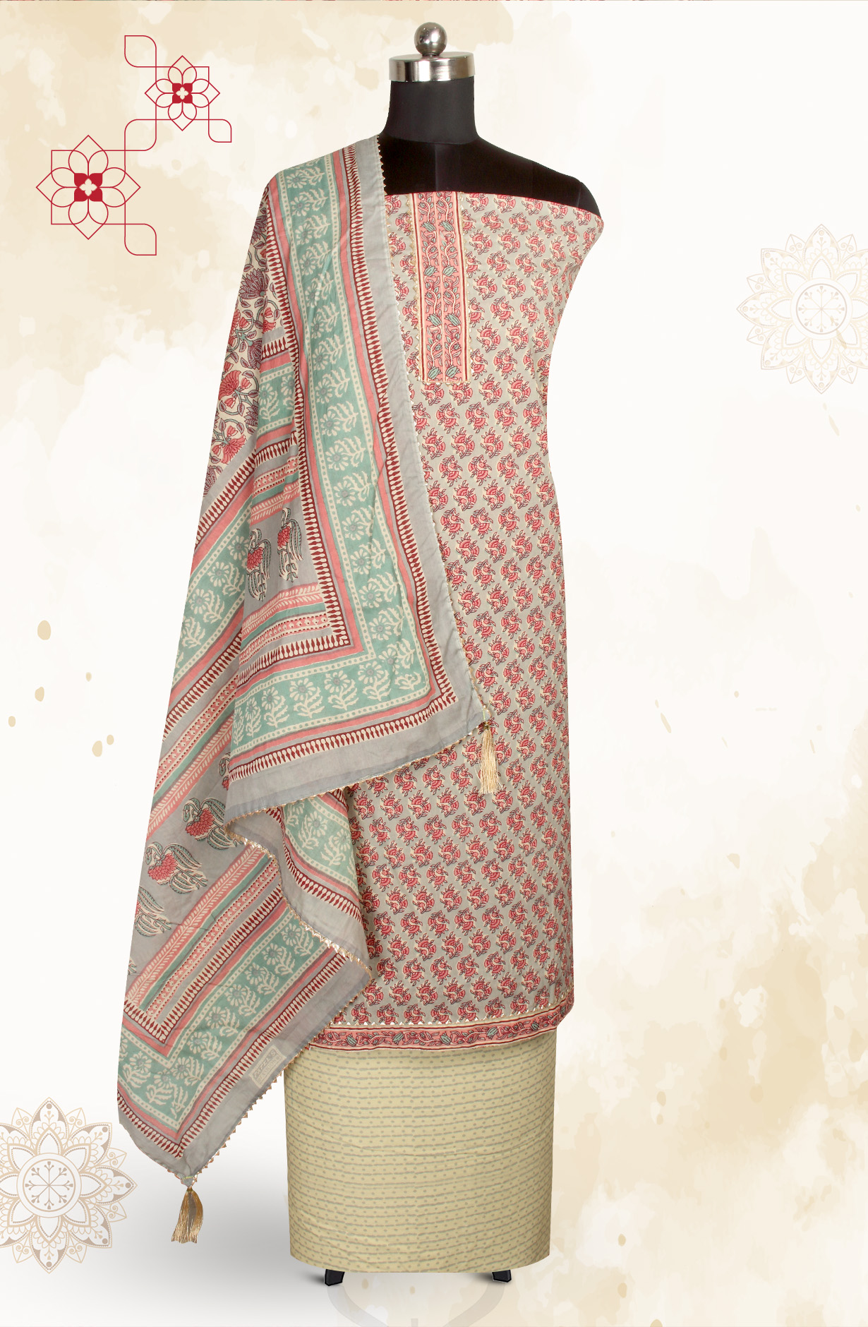 Multicolor Cotton Printed Salwar Kameez - MANCHALI-28C
