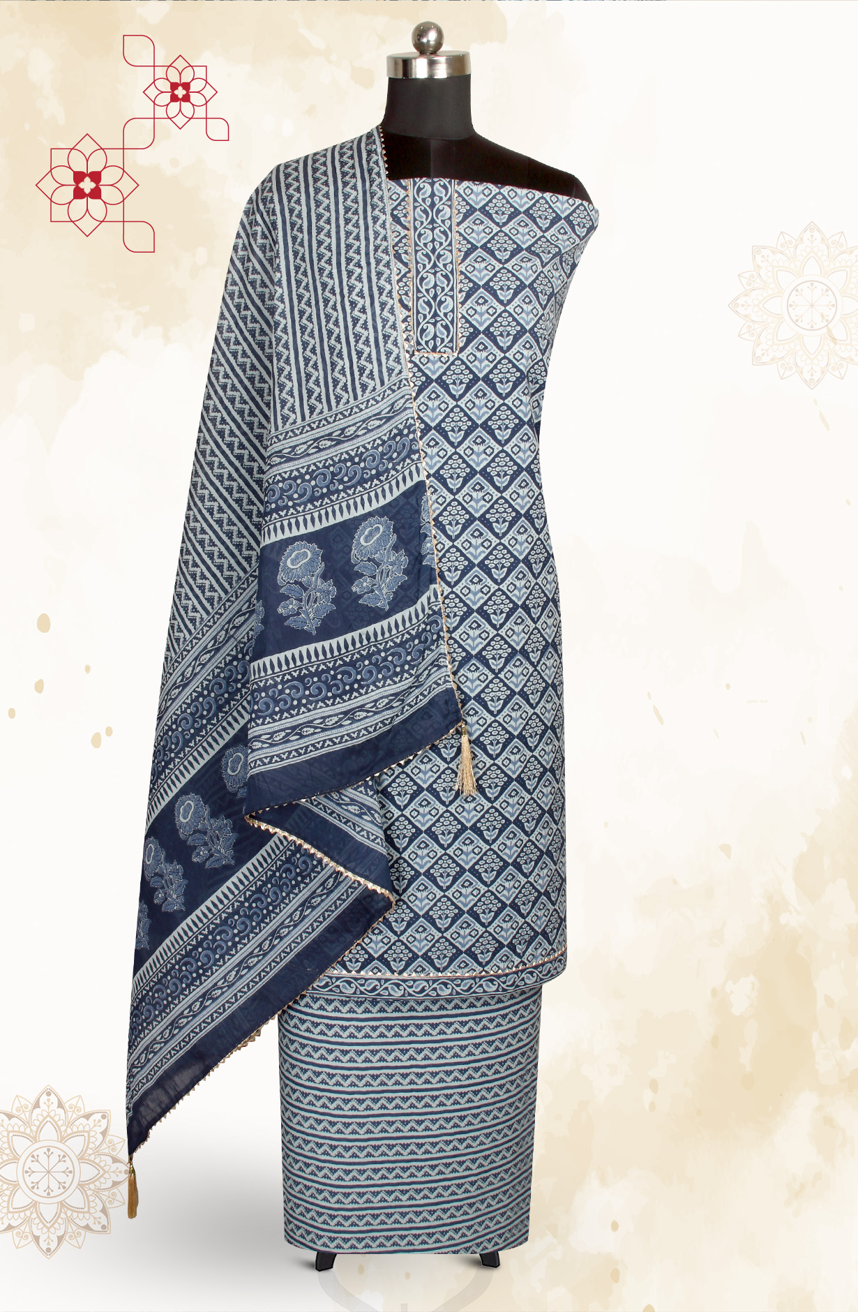 Multicolor Cotton Printed Salwar Kameez - MANCHALI-35A