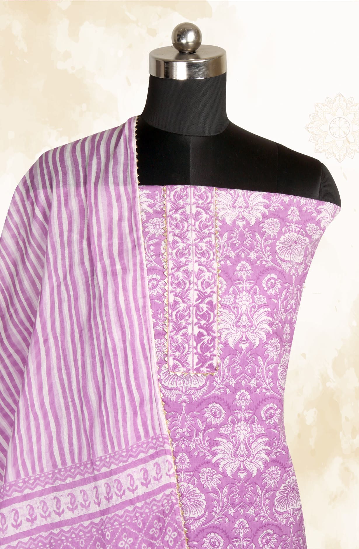Purple Cotton Printed Salwar Kameez - MANCHALI-44A